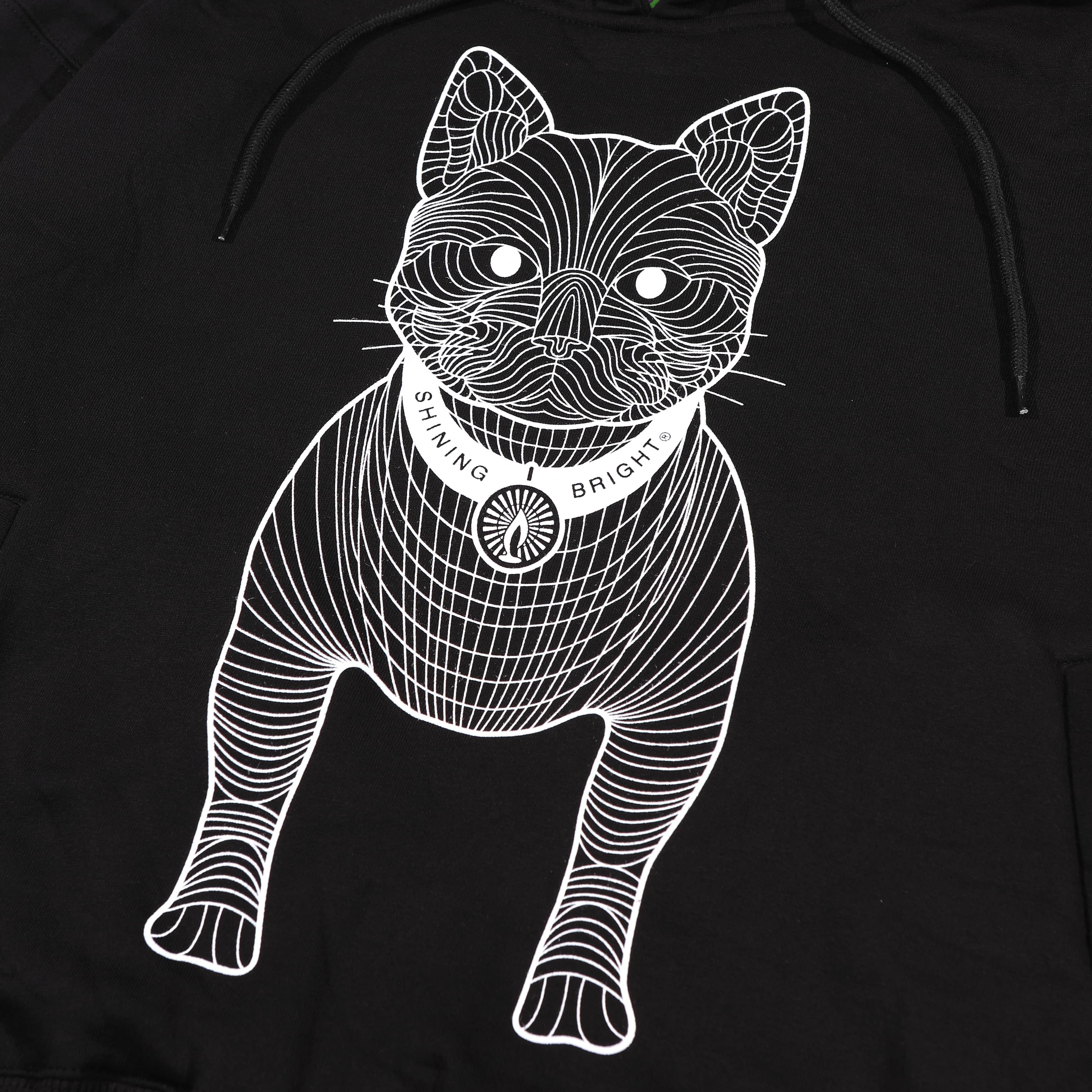 Shining Bright Cat Wire Pullover Hoodie - Black