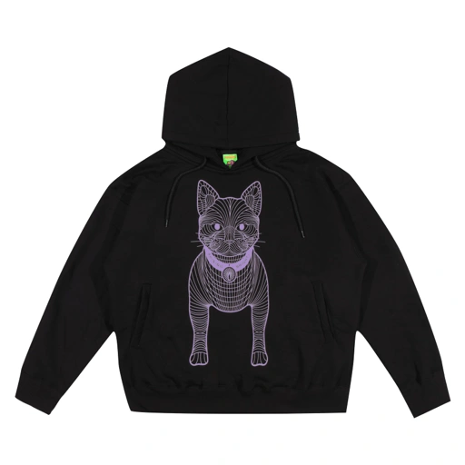 Image of Shining Bright Cat Wire Purp Pullover Hoodie - Black