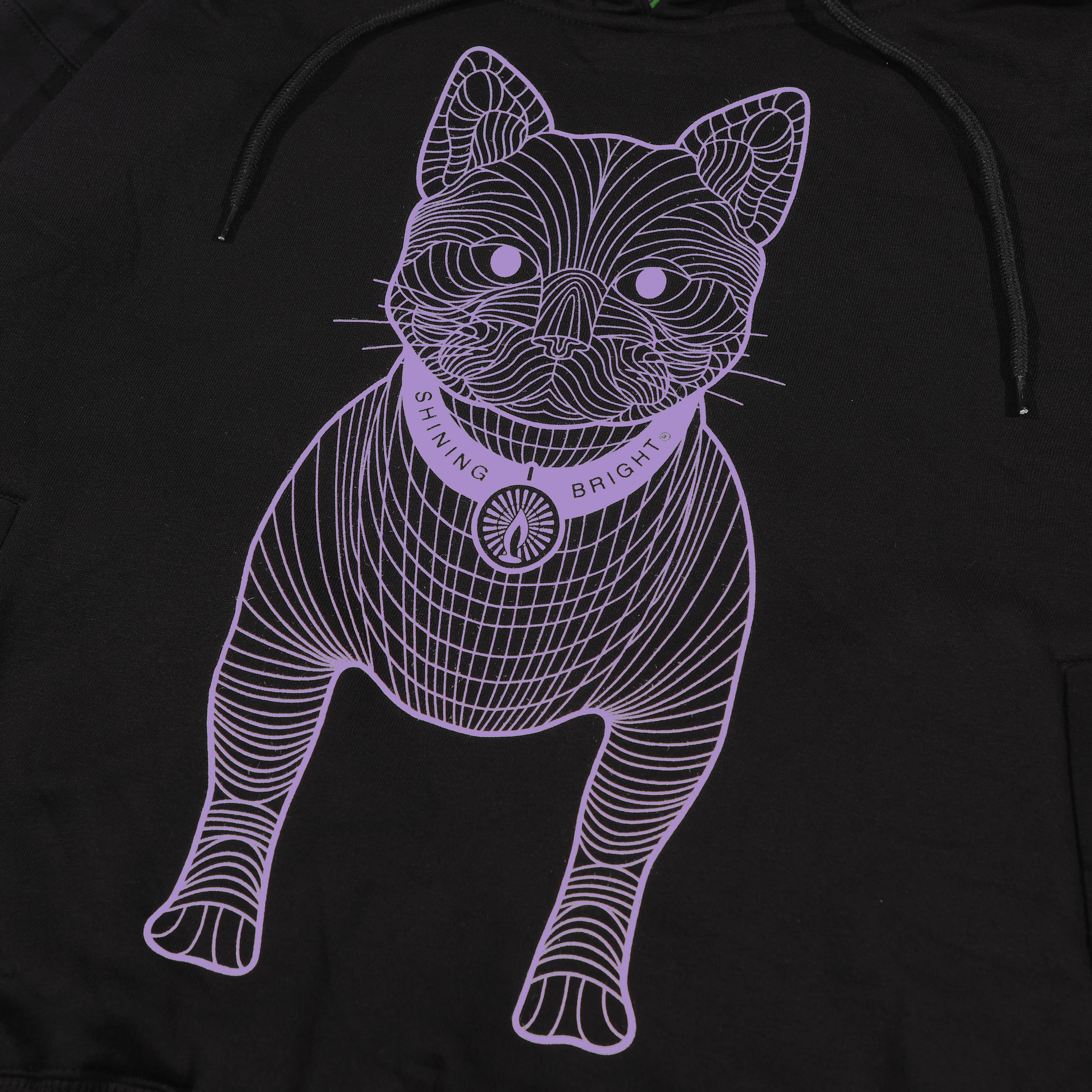 Shining Bright Cat Wire Purp Pullover Hoodie - Black