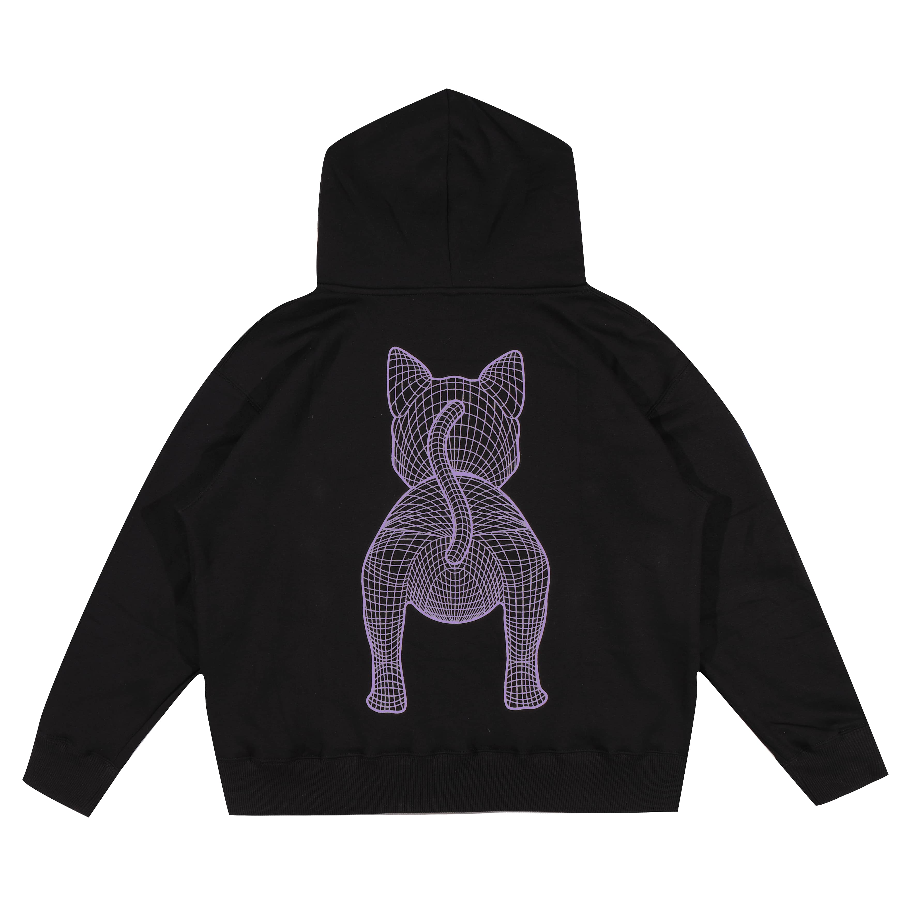 Shining Bright Cat Wire Purp Pullover Hoodie - Black