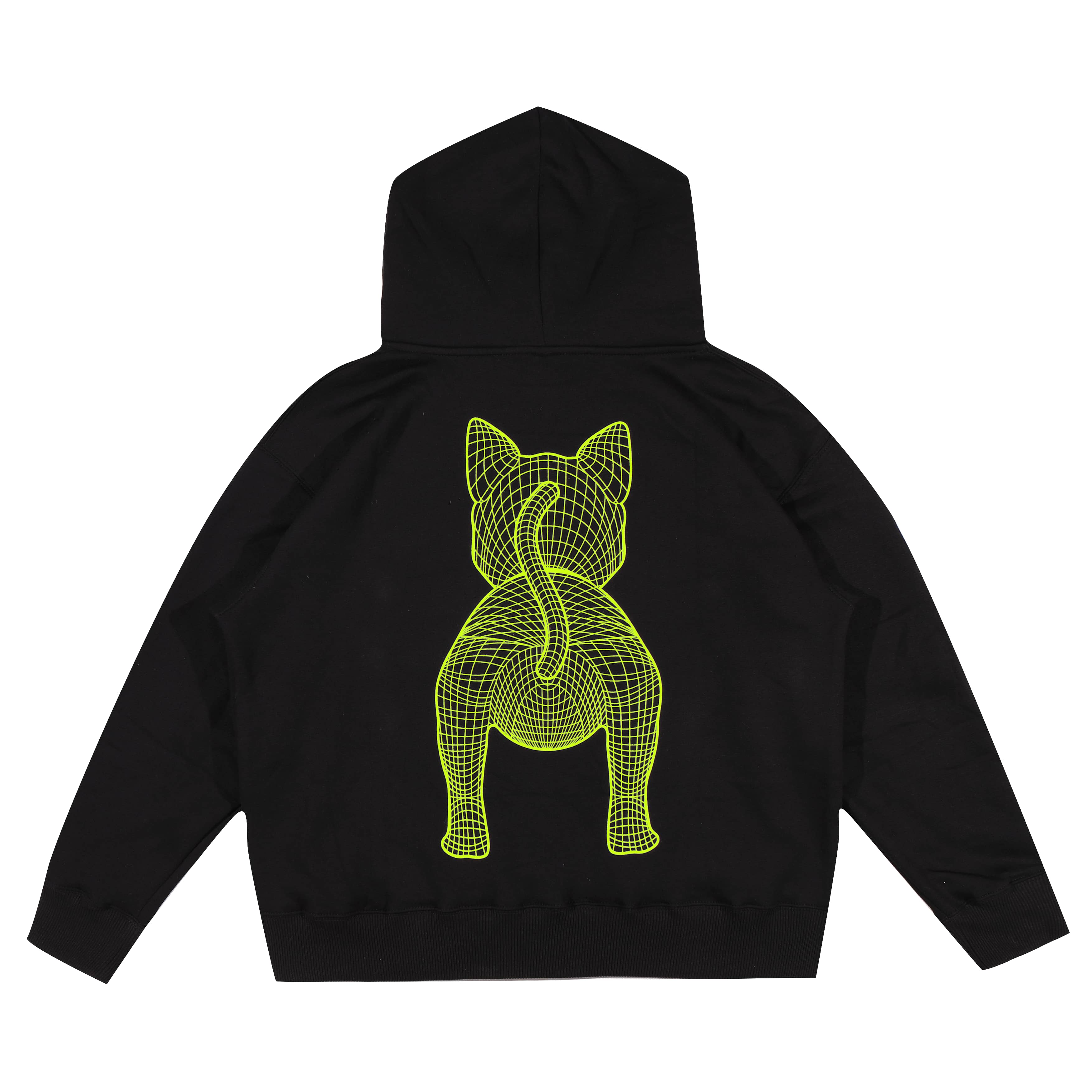 Shining Bright Cat Wire Lime Pullover Hoodie - Black