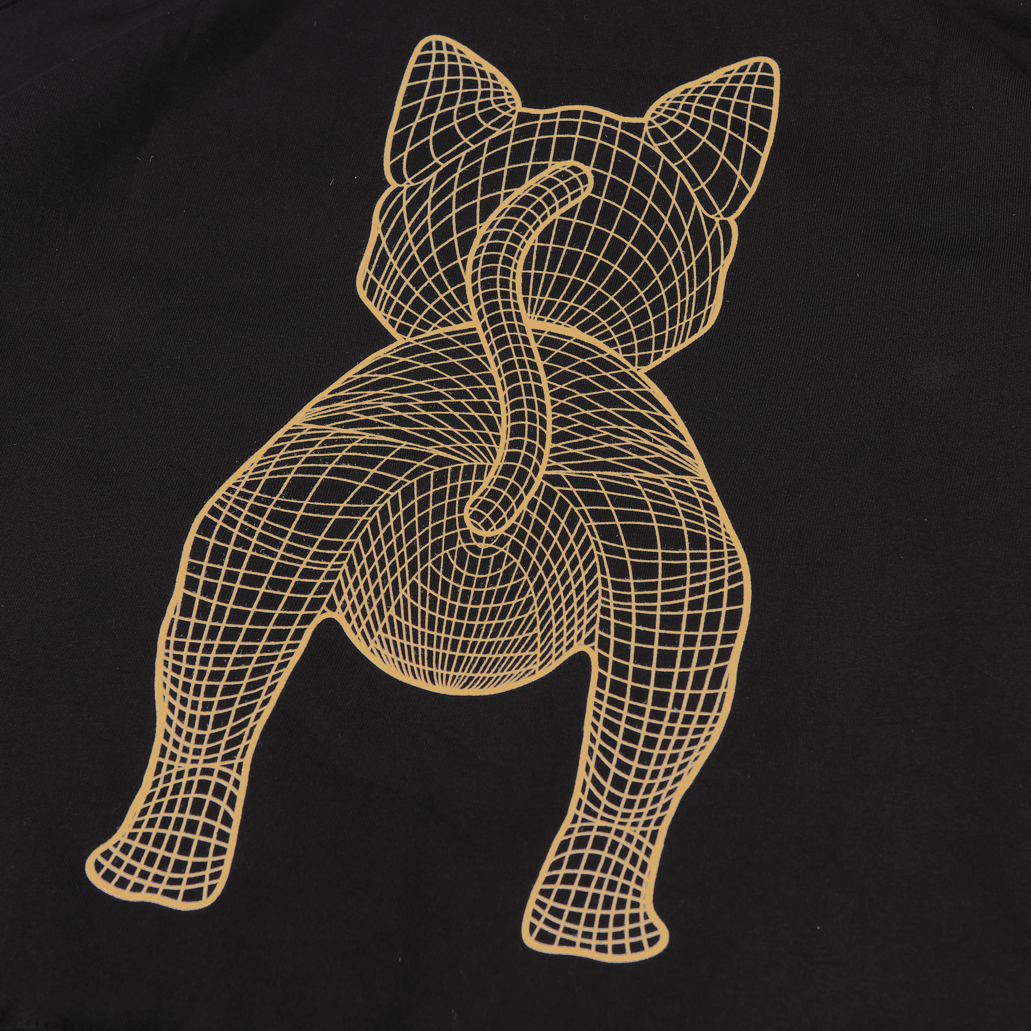 Shining Bright Cat Wire Gold Pullover Hoodie - Black