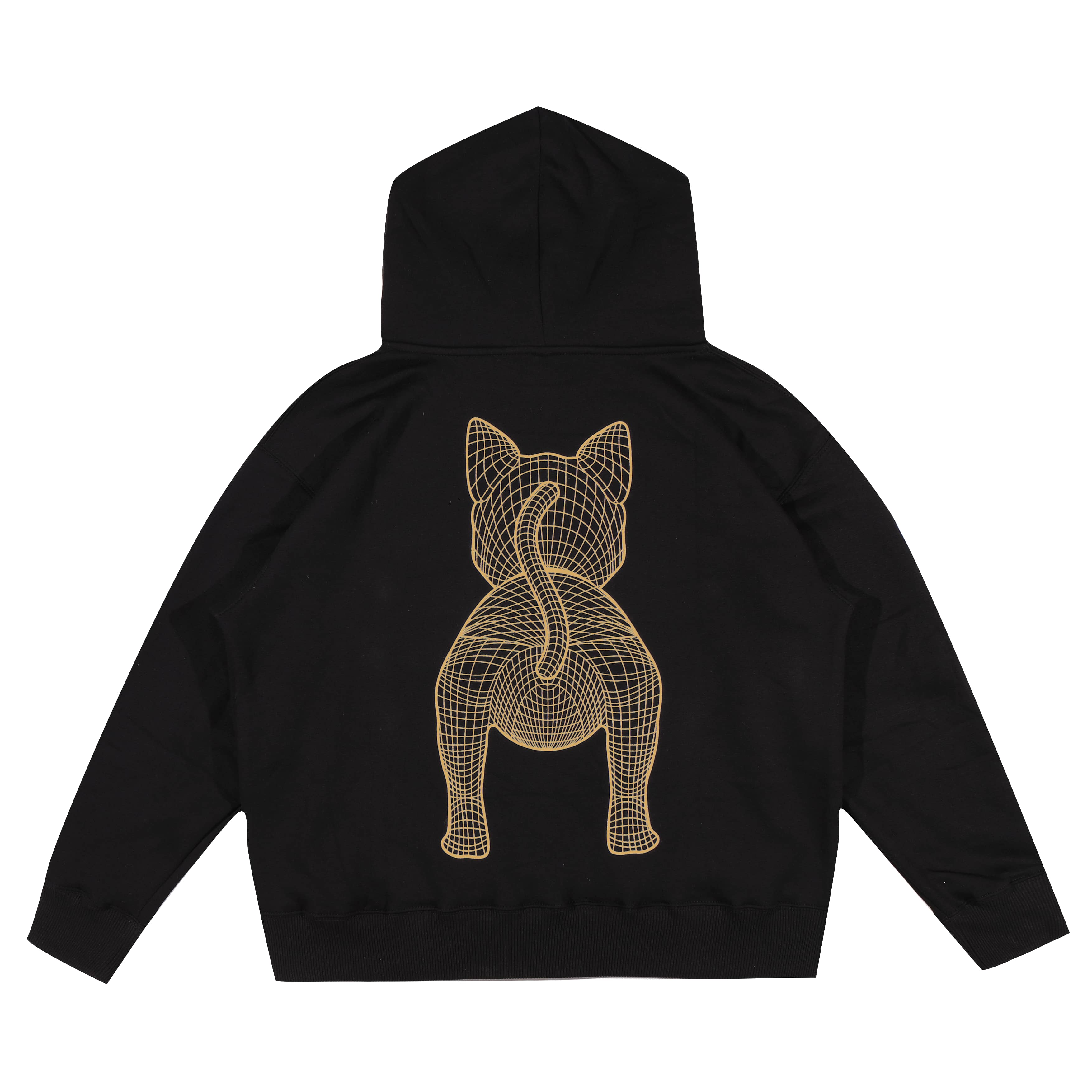 Shining Bright Cat Wire Gold Pullover Hoodie - Black
