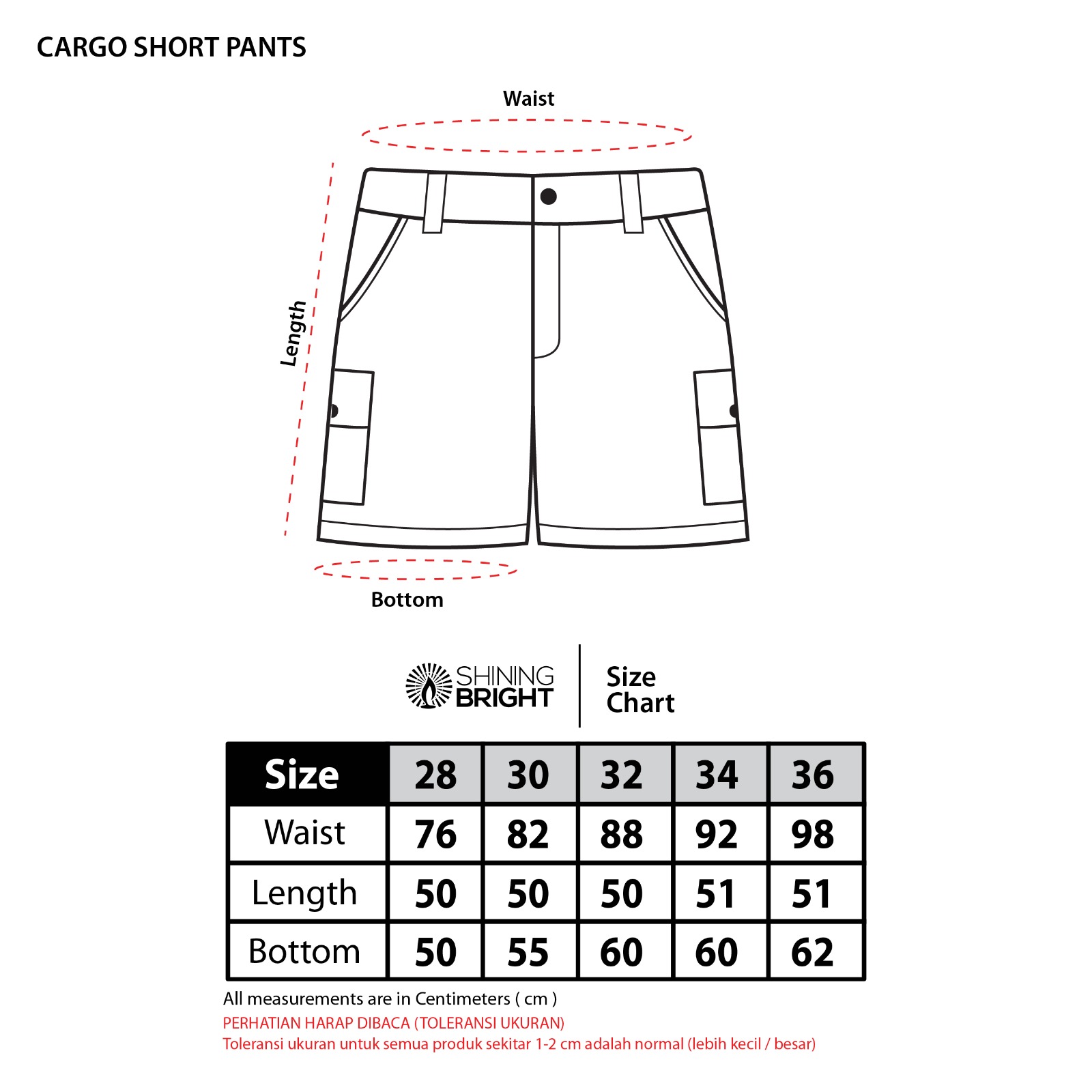 Shining Bright Voyager Short Cargo Pants - Black