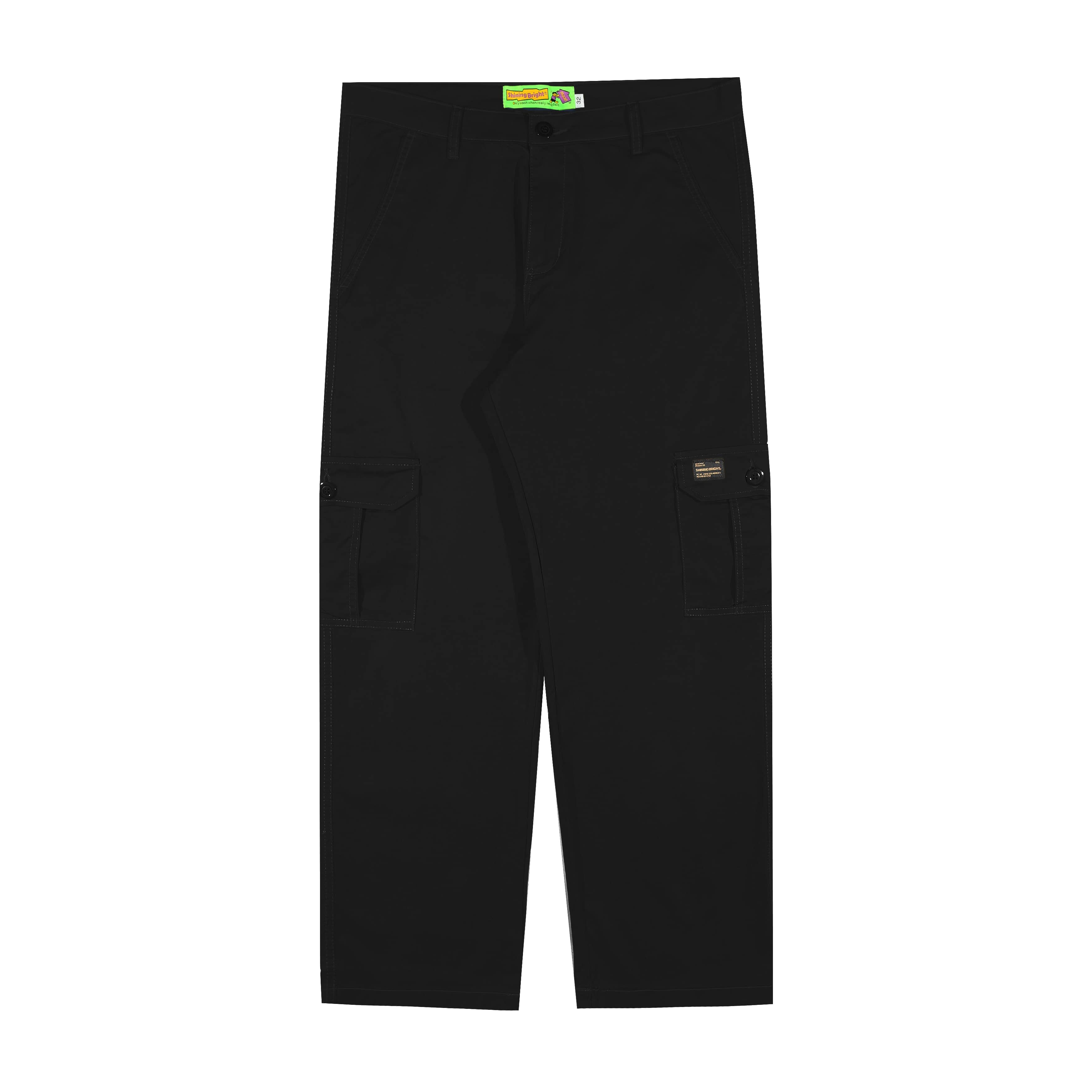 Shining Bright Vain Long Cargo Pants - Black