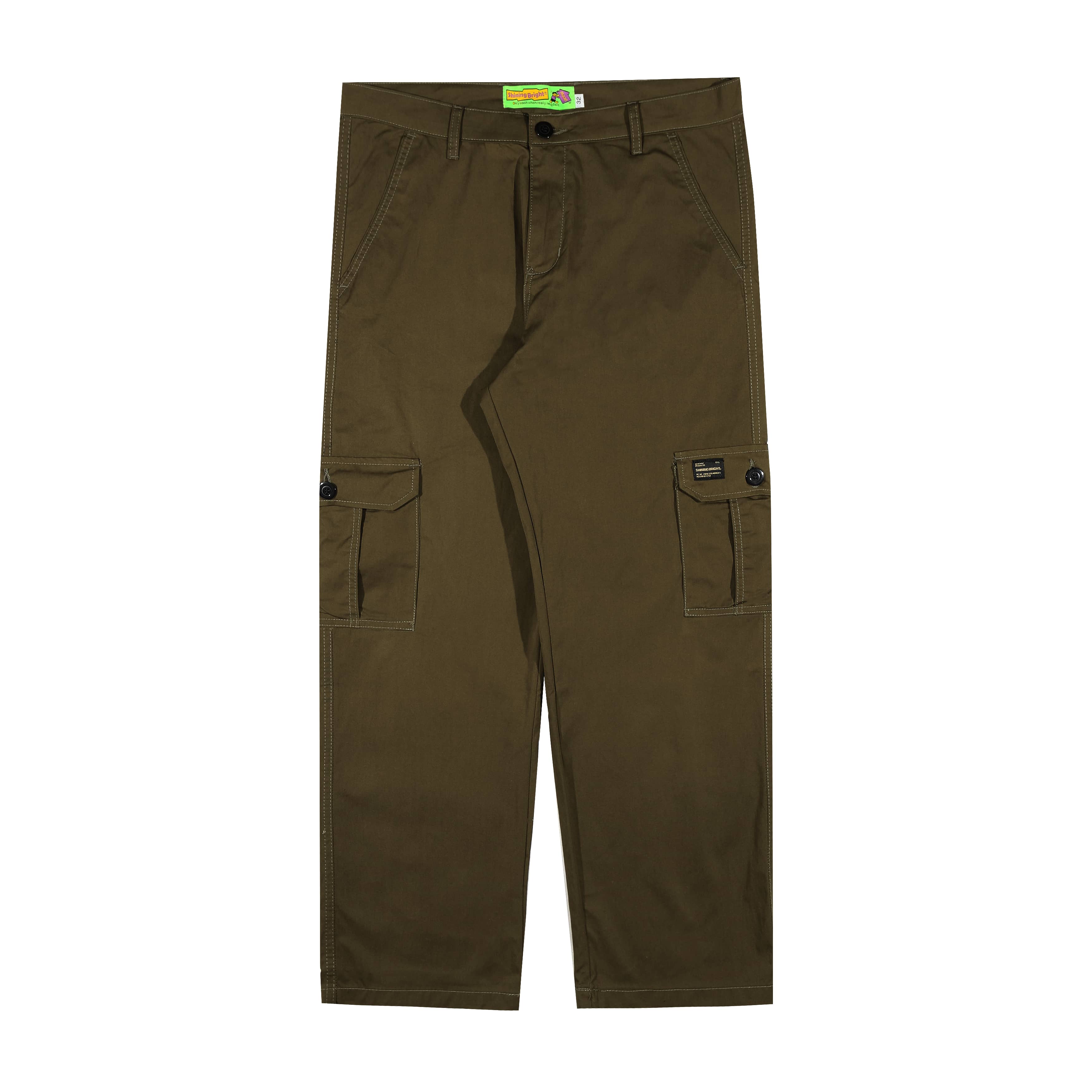 Shining Bright Vain Long Cargo Pants - Army