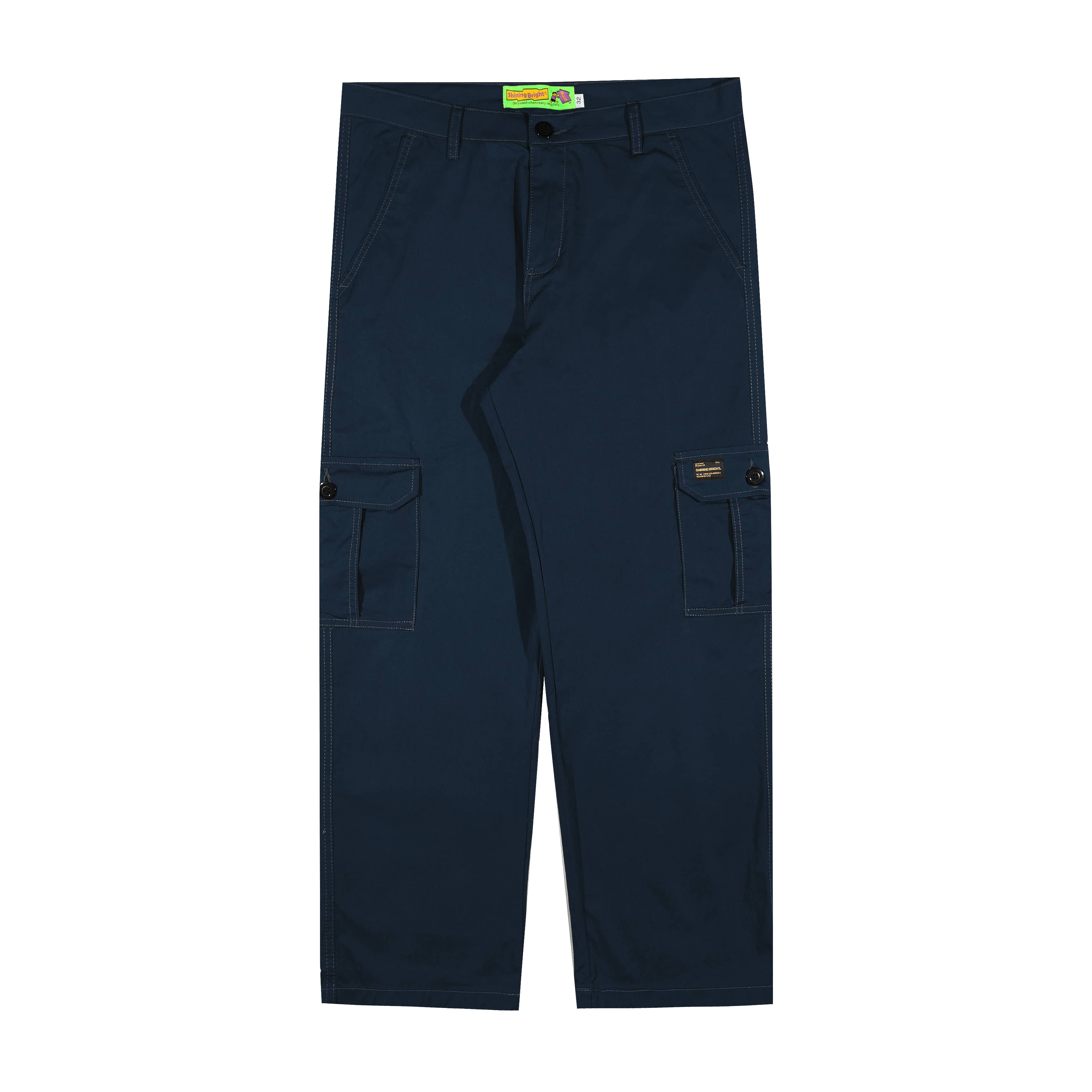 Shining Bright Vain Long Cargo Pants - Navy