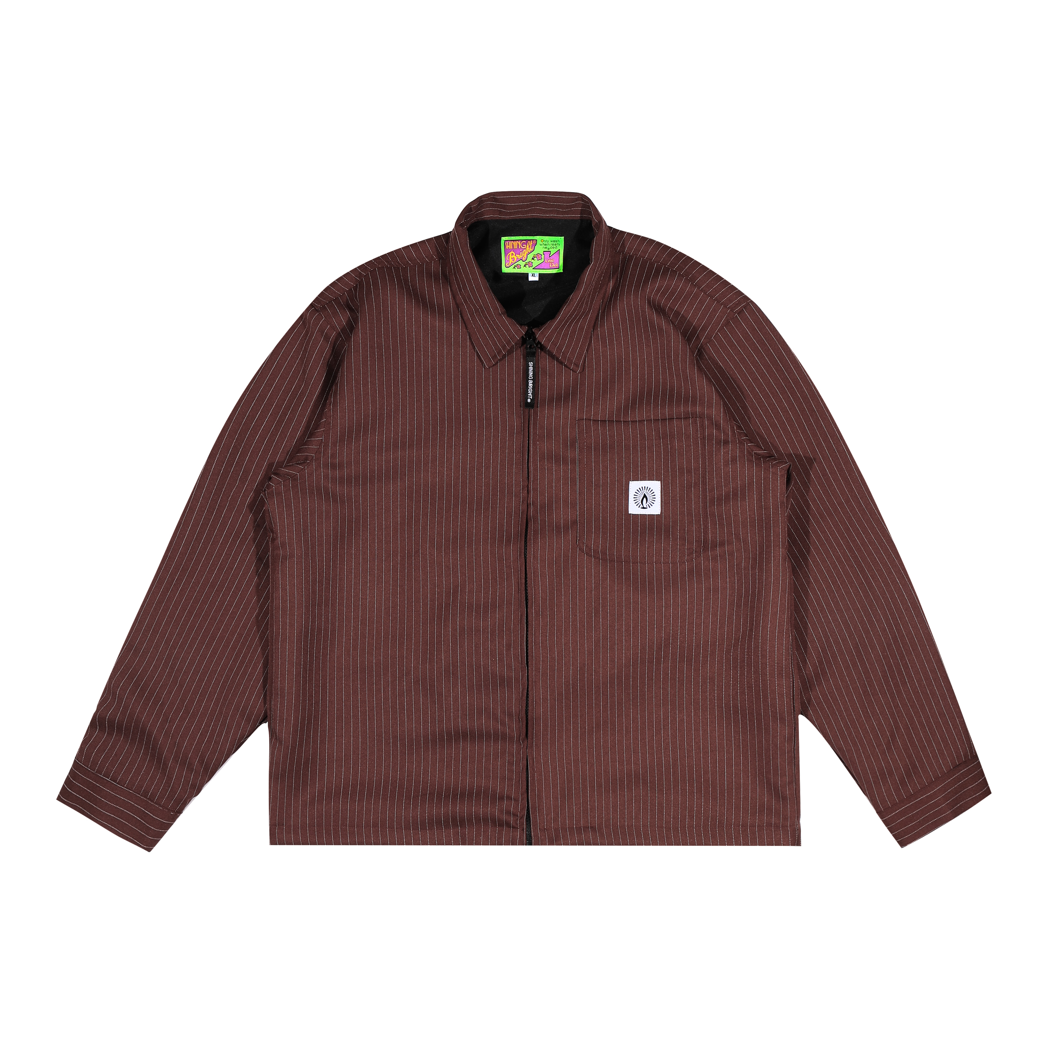 Shining Bright Light Stripe Work Jacket - Brown