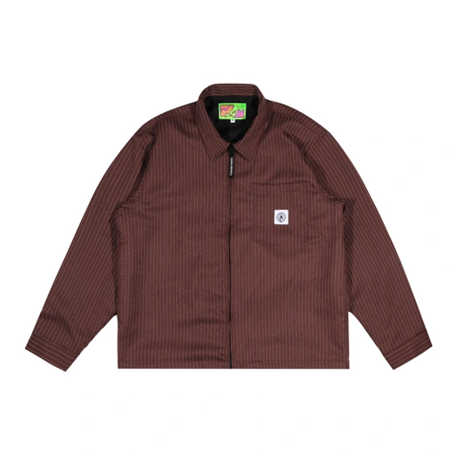 Image of Shining Bright Light Stripe Work Jacket - Brown