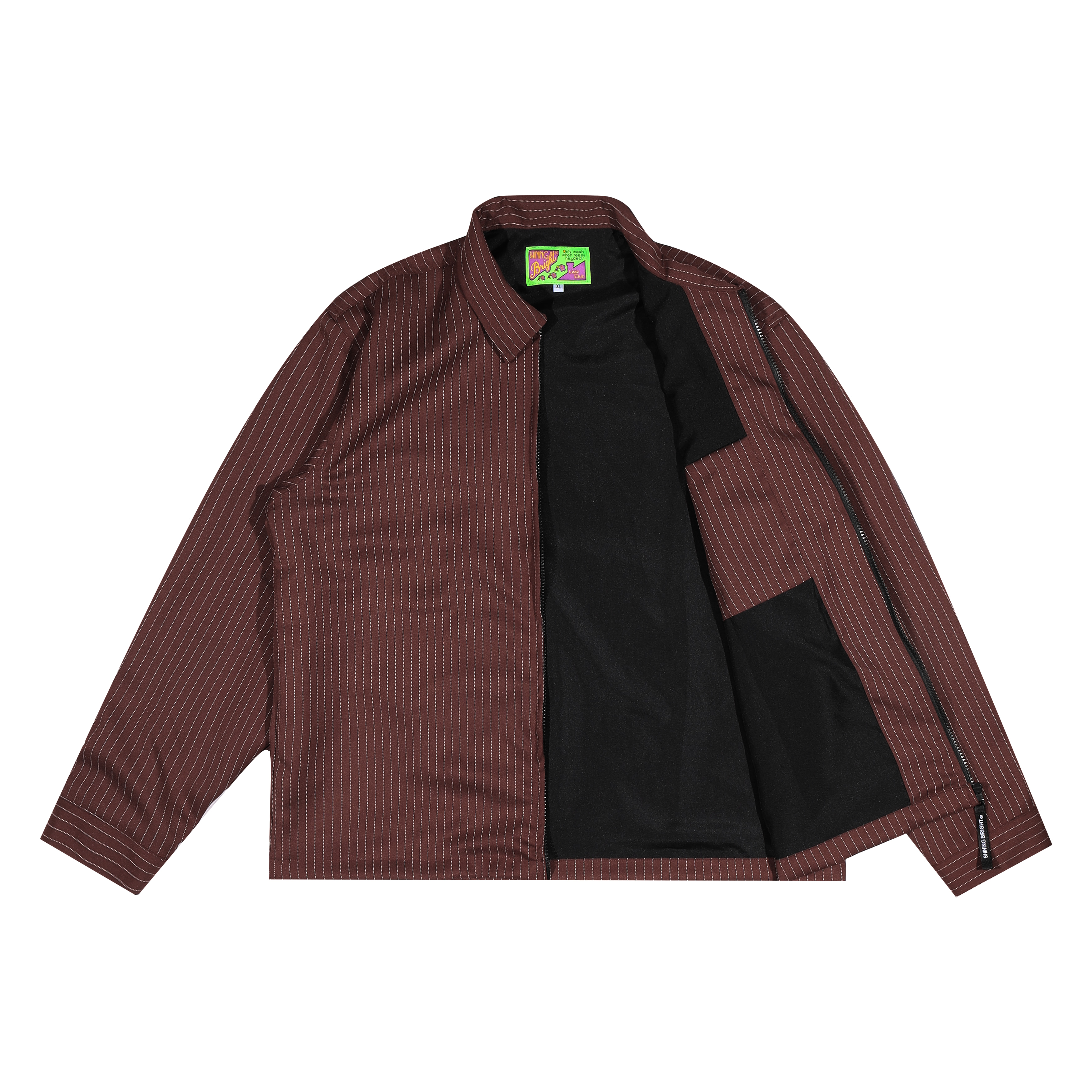 Shining Bright Light Stripe Work Jacket - Brown