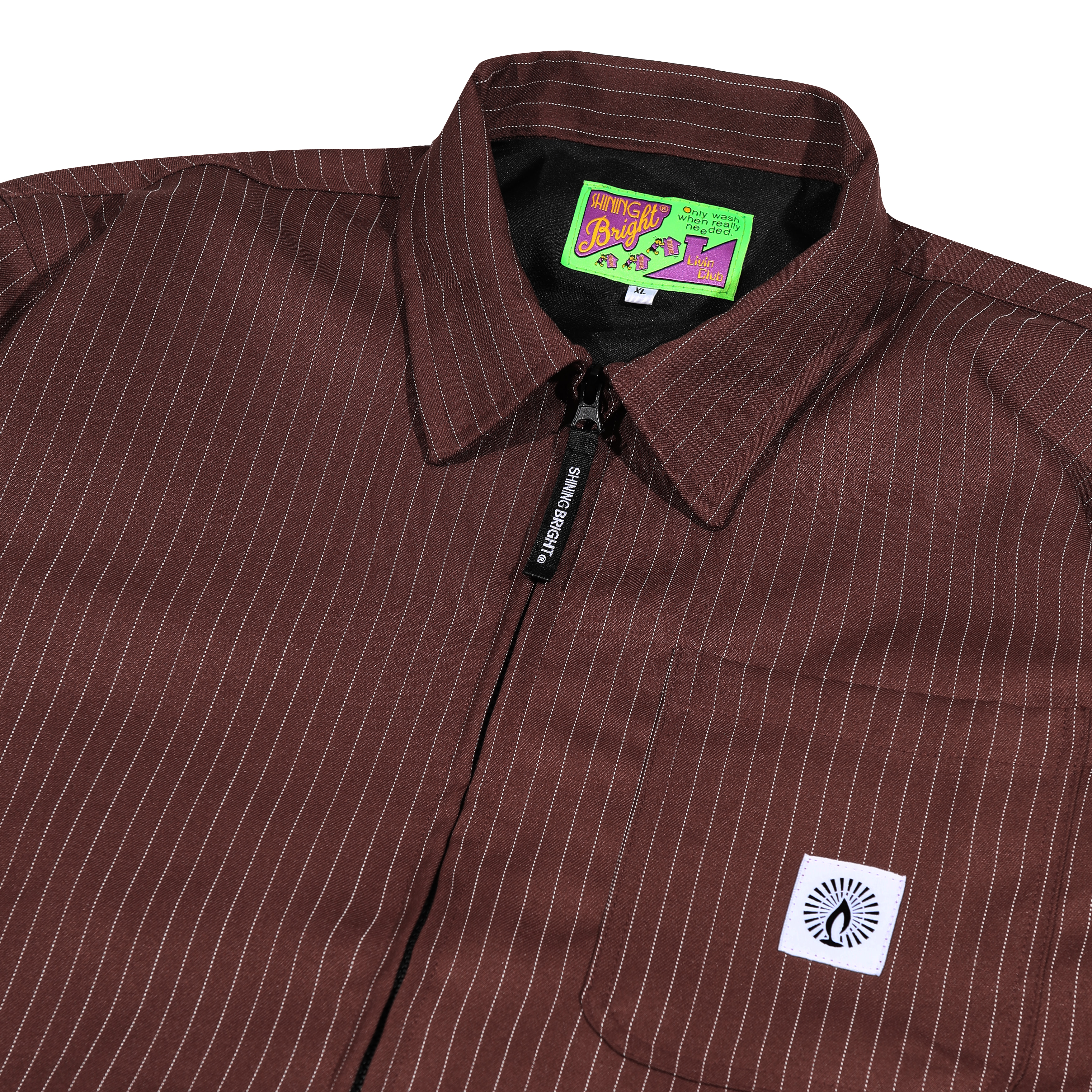 Shining Bright Light Stripe Work Jacket - Brown