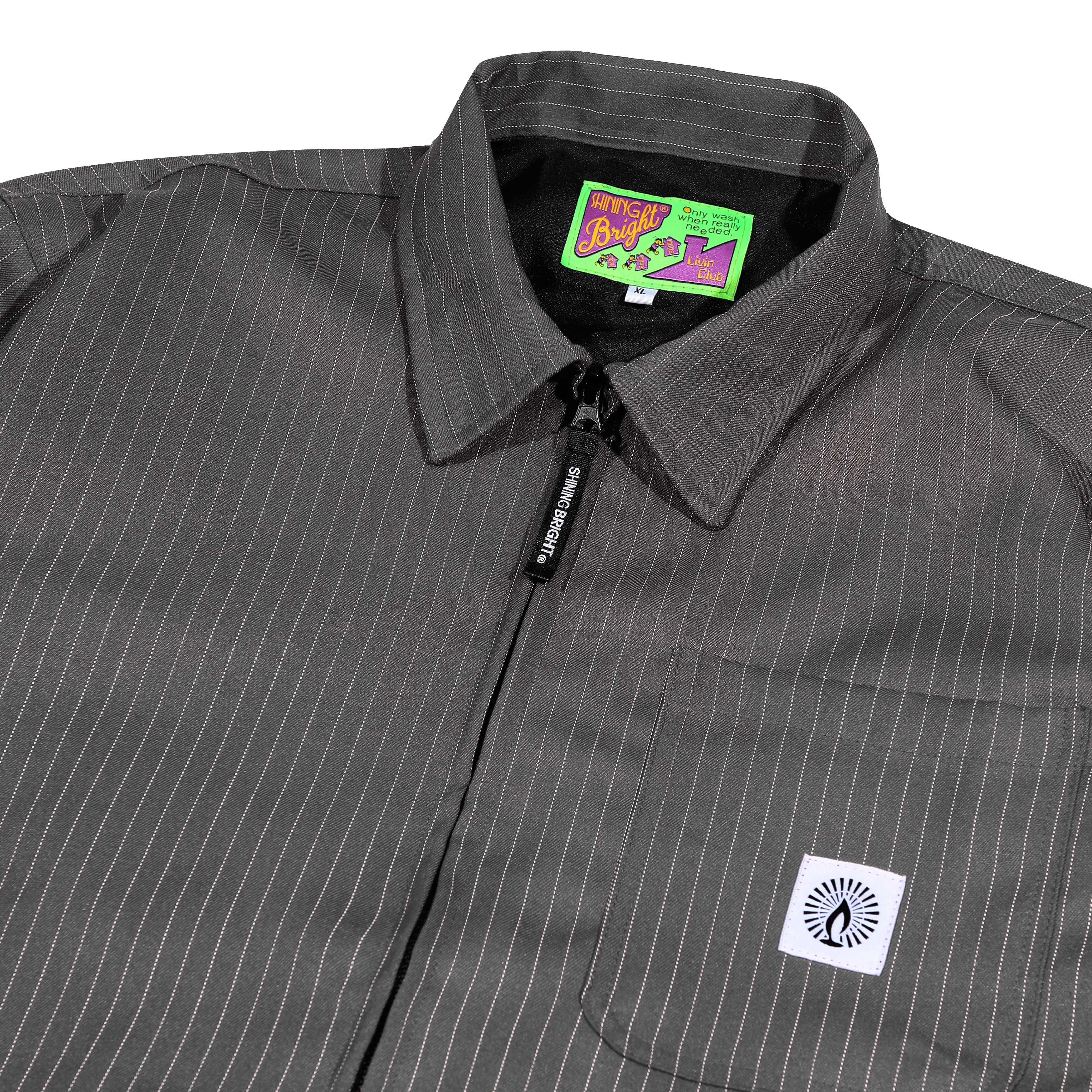 Shining Bright Light Stripe Work Jacket - Stone Grey