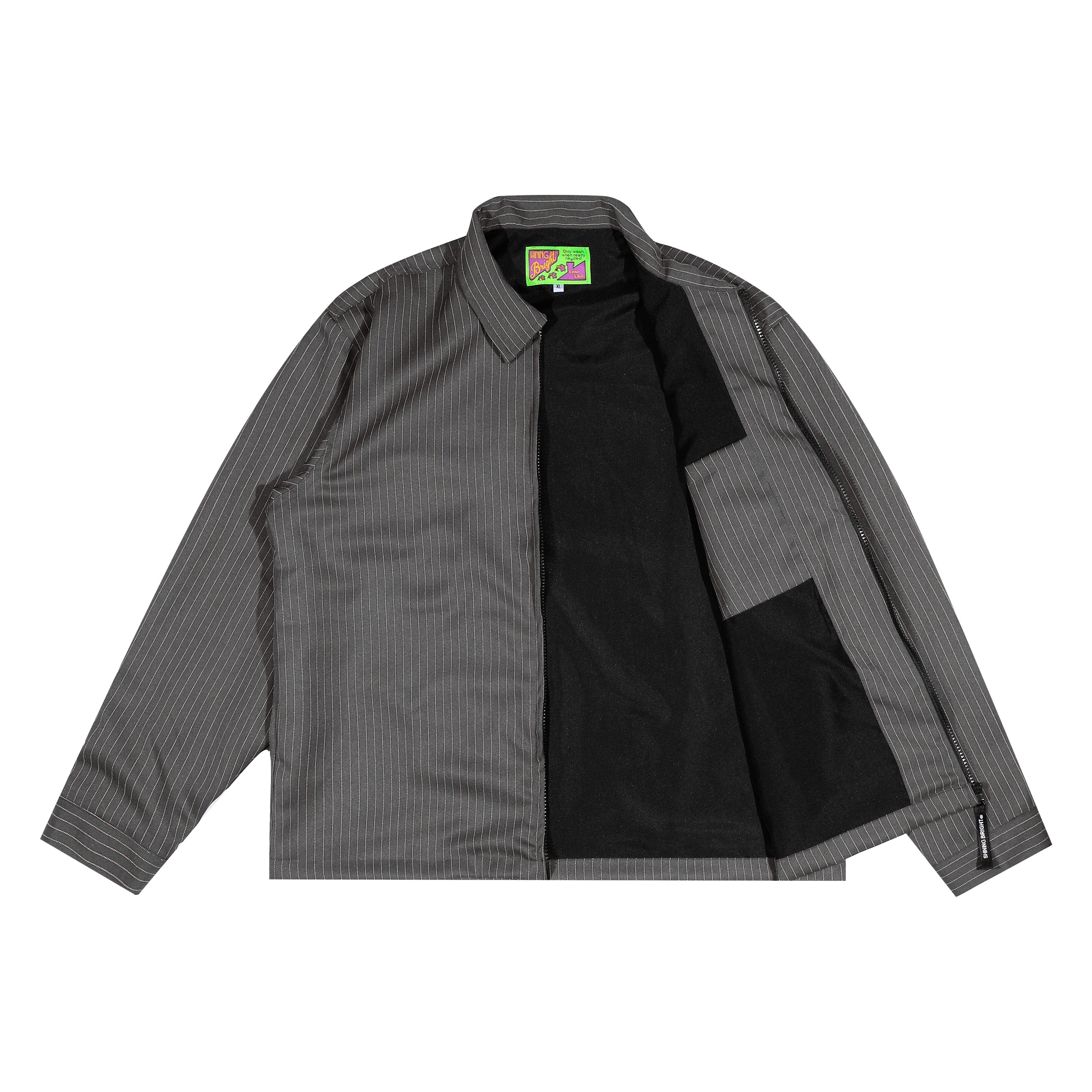 Shining Bright Light Stripe Work Jacket - Stone Grey