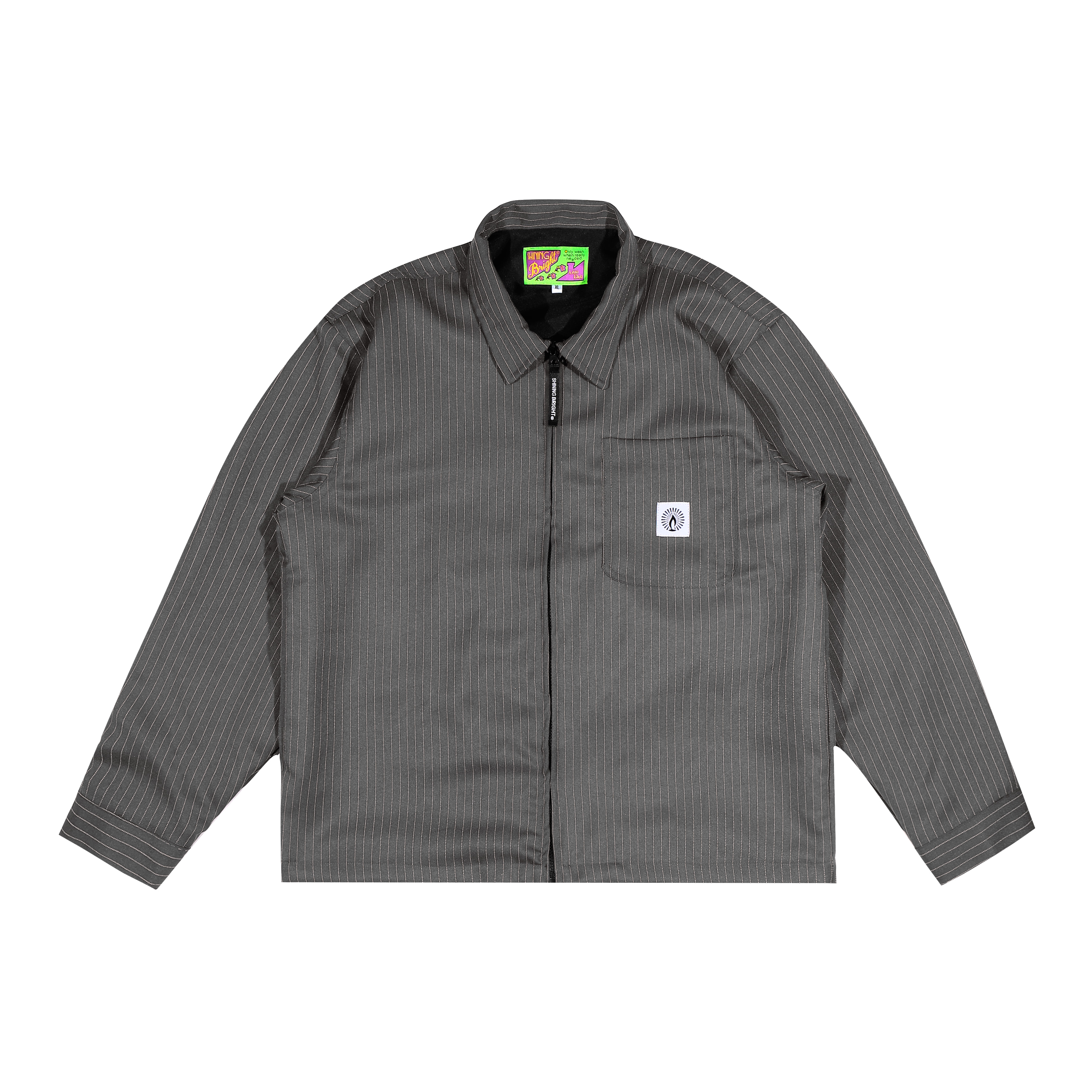 Shining Bright Light Stripe Work Jacket - Stone Grey