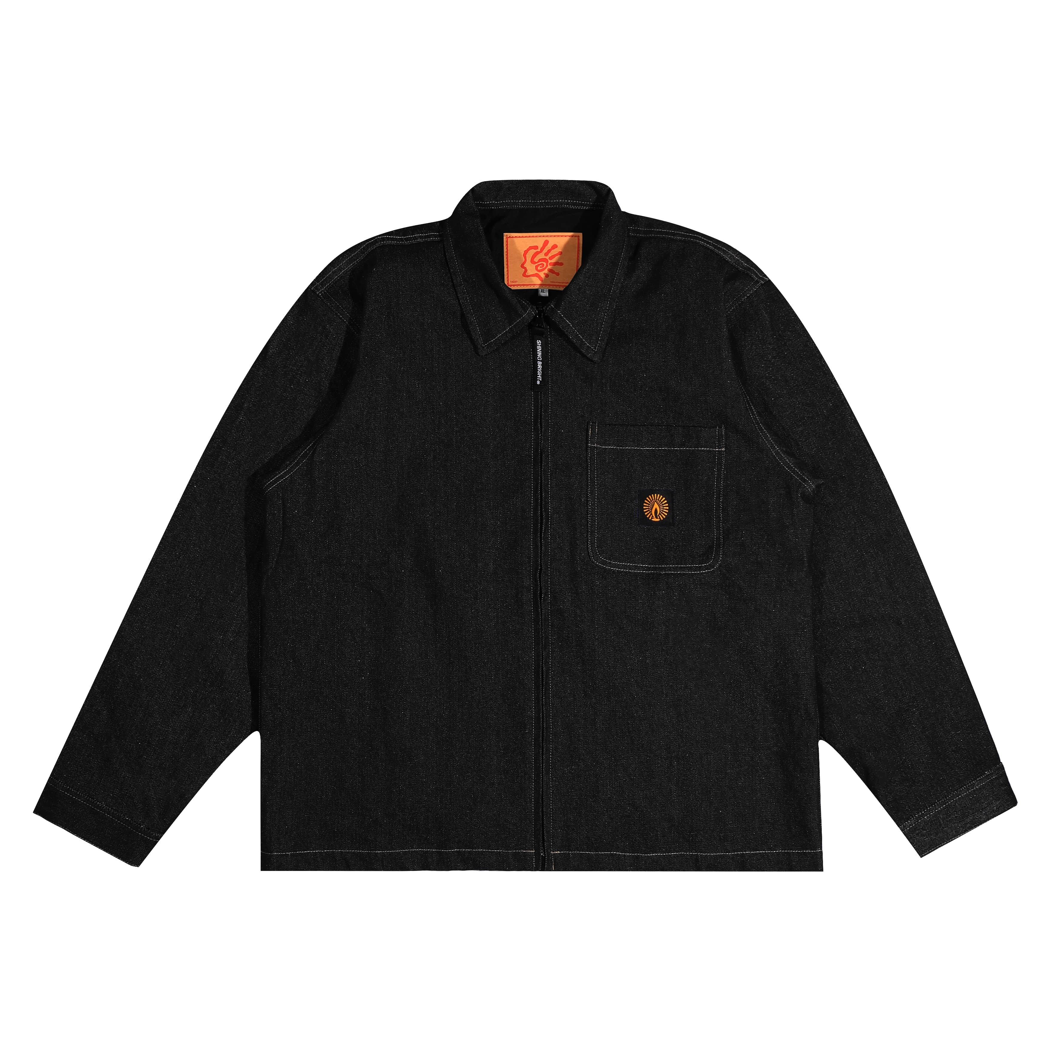 Shining Bright Light Gold Work Jacket Denim - Black