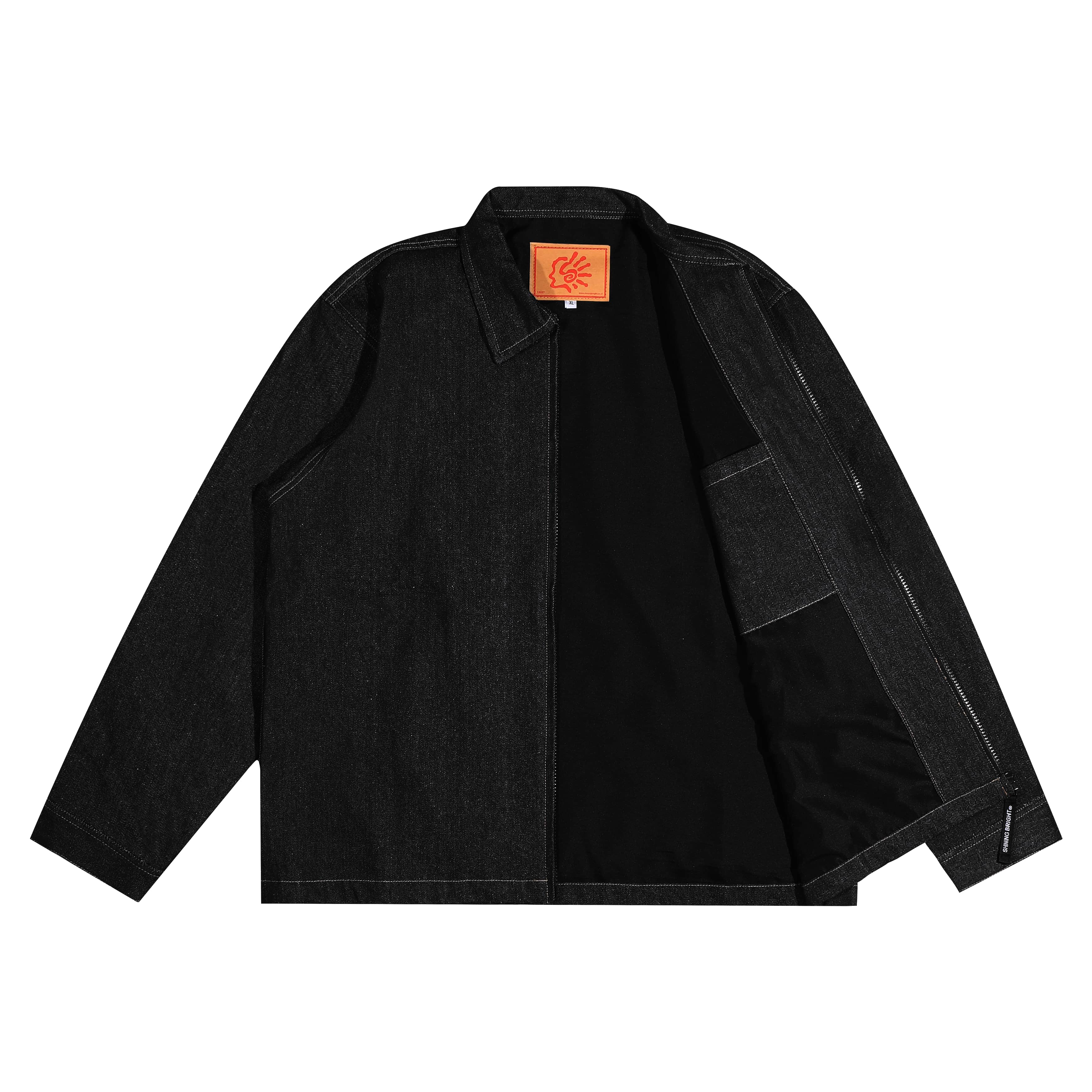 Shining Bright Light Gold Work Jacket Denim - Black
