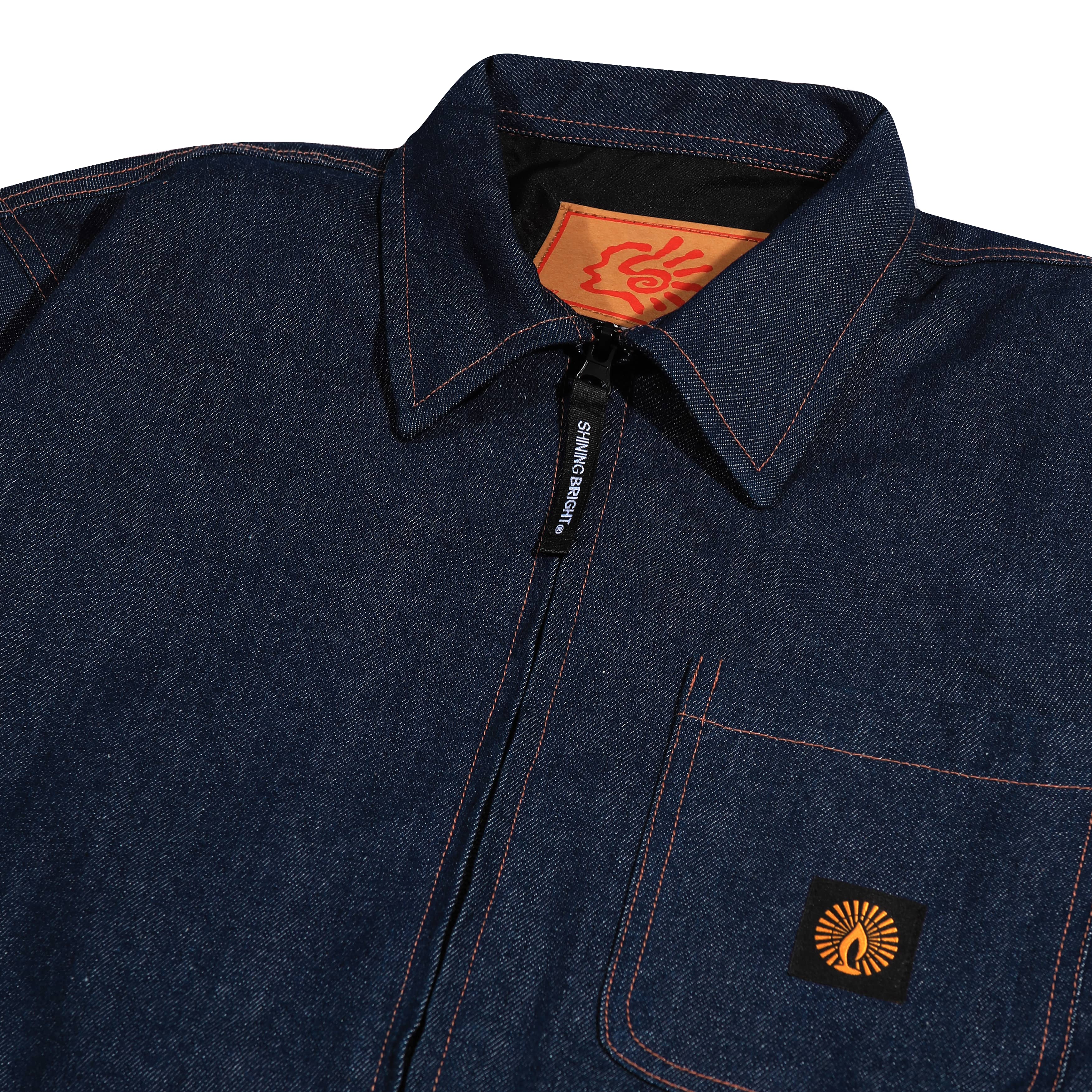 Shining Bright Light Gold Work Jacket Denim - Blue