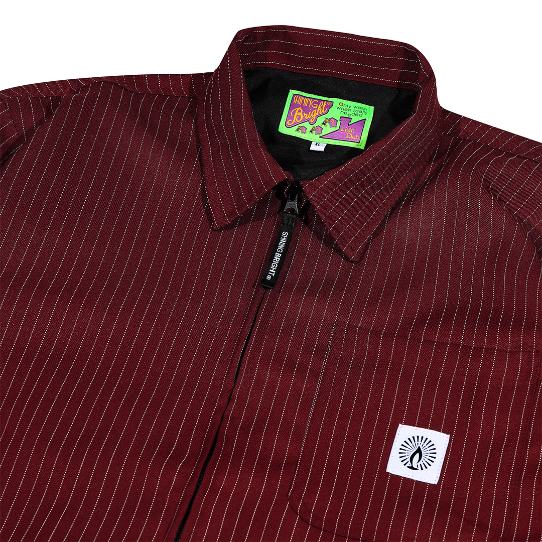 Shining Bright Light Stripe Work Jacket - Maroon