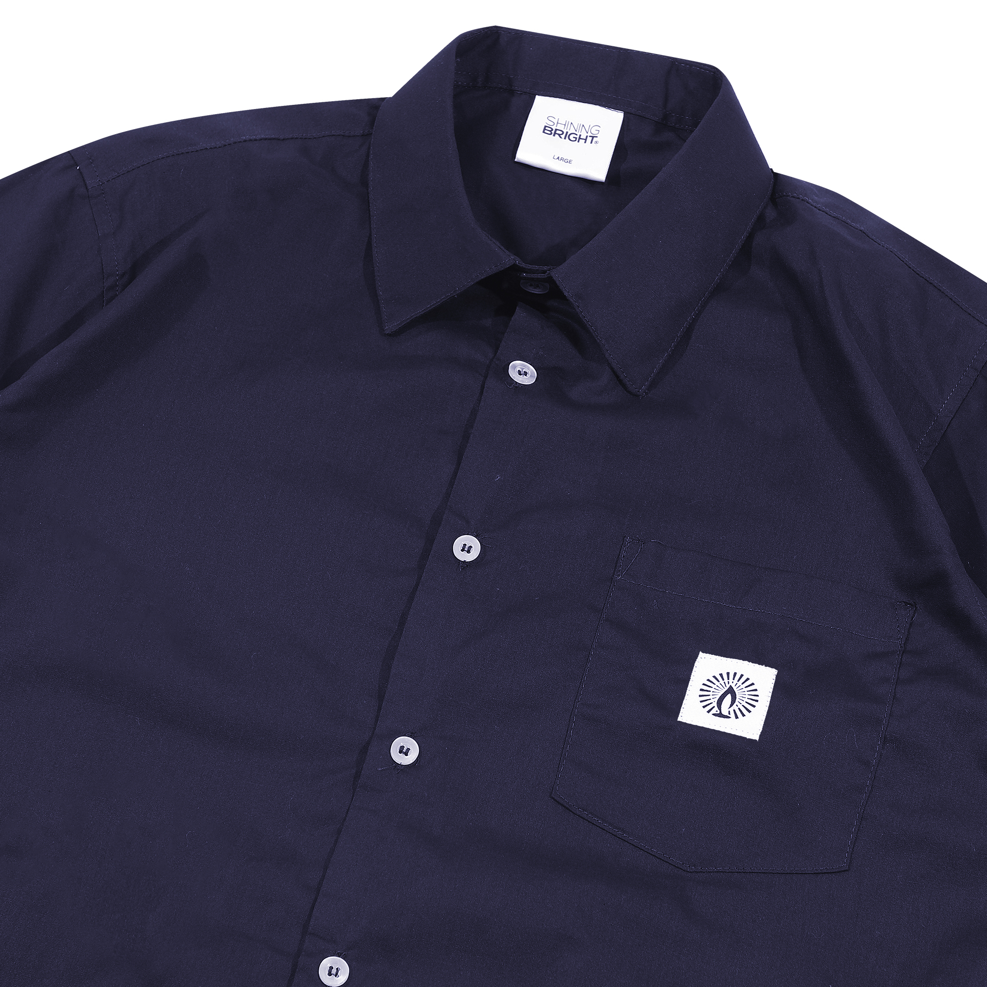 Shining Bright Poplin Collar Shirt - Navy