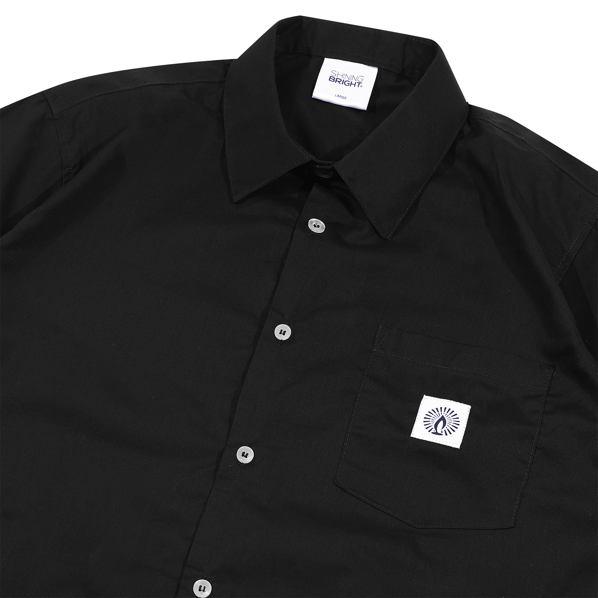 Shining Bright Poplin Collar Shirt - Black
