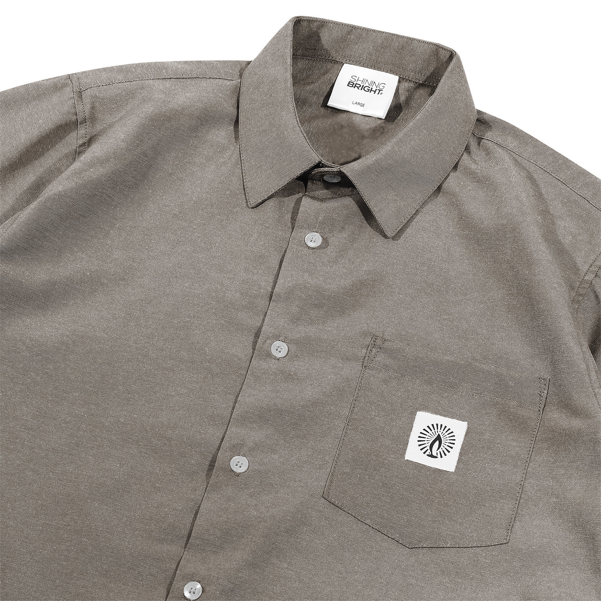 Shining Bright Regular Collar Shirt - Sage Green