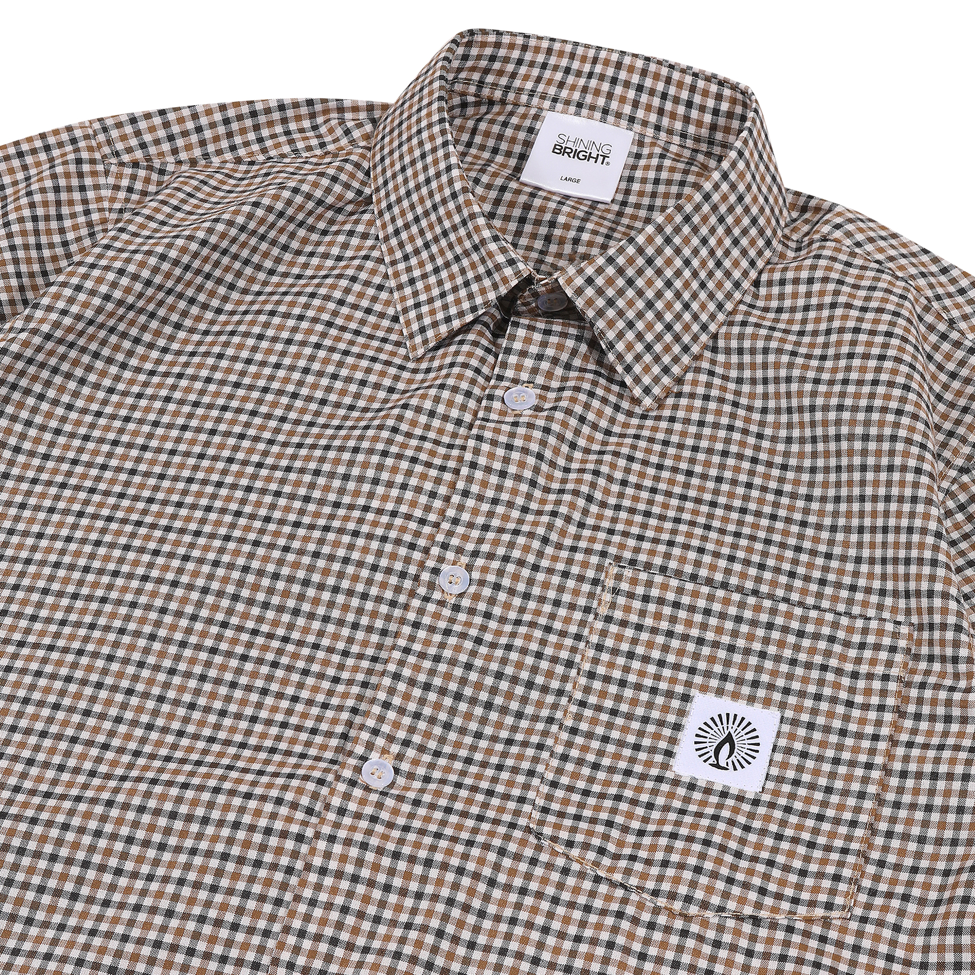 Shining Bright Plaid Collar Shirt - Brown