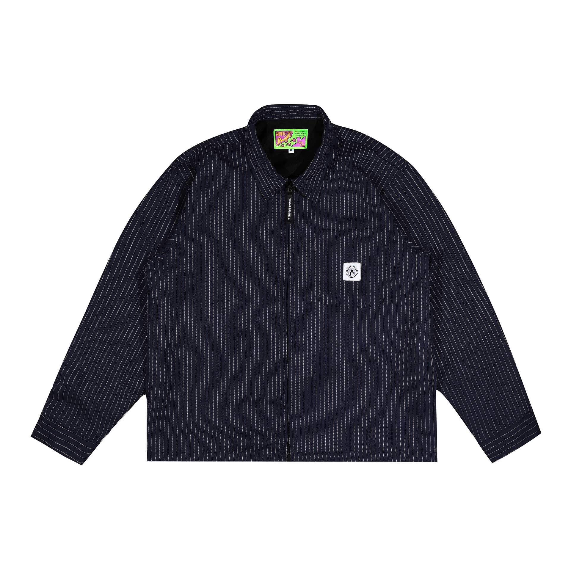 Shining Bright Light Stripe Work Jacket - Navy