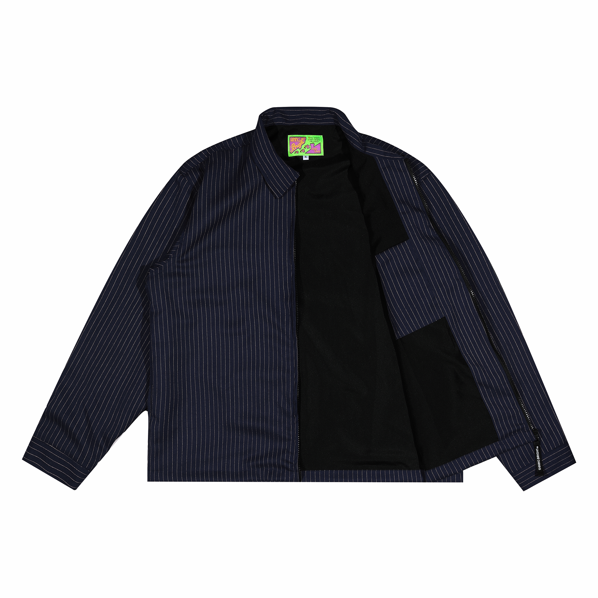 Shining Bright Light Stripe Work Jacket - Navy