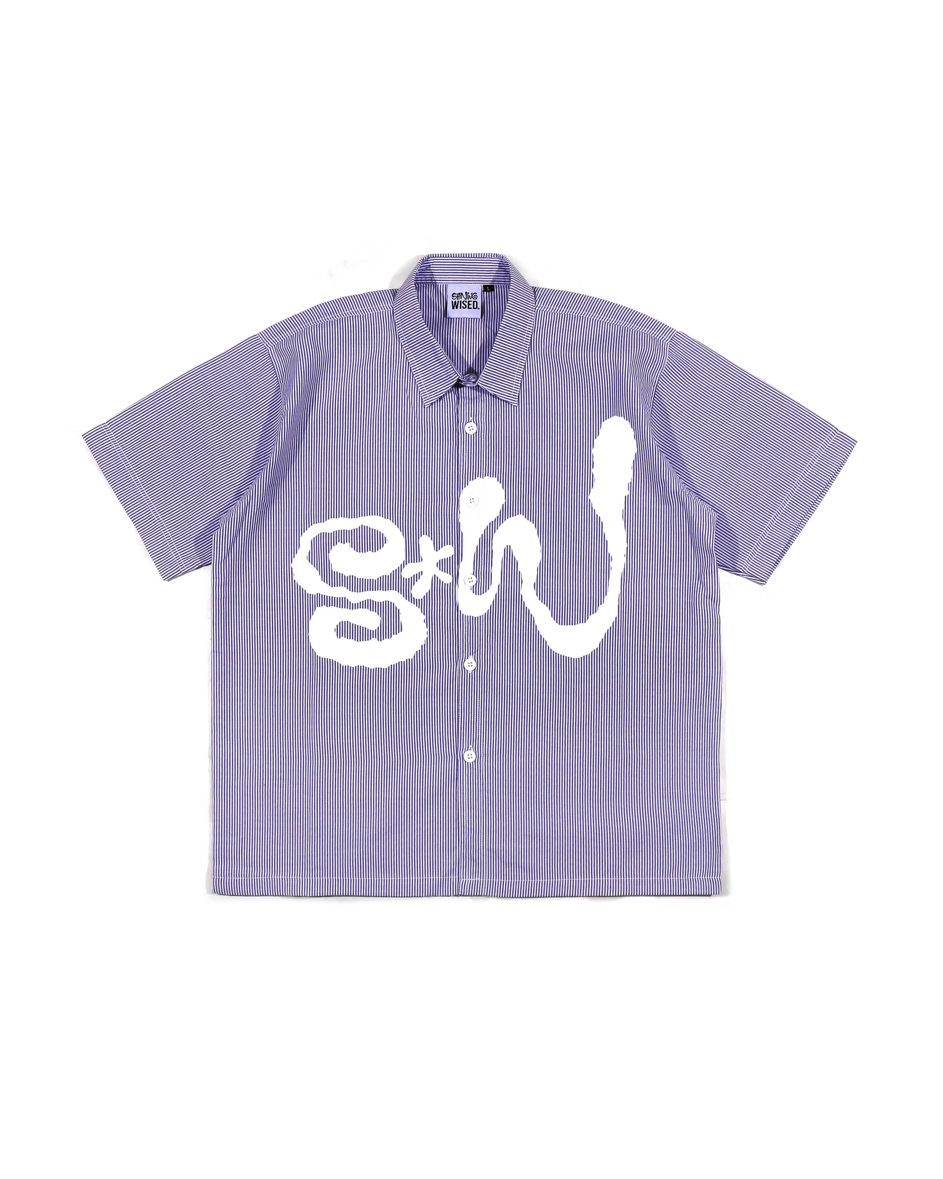 Shining Bright X Wised Gridline Boxy Stripe Shirt - Purple