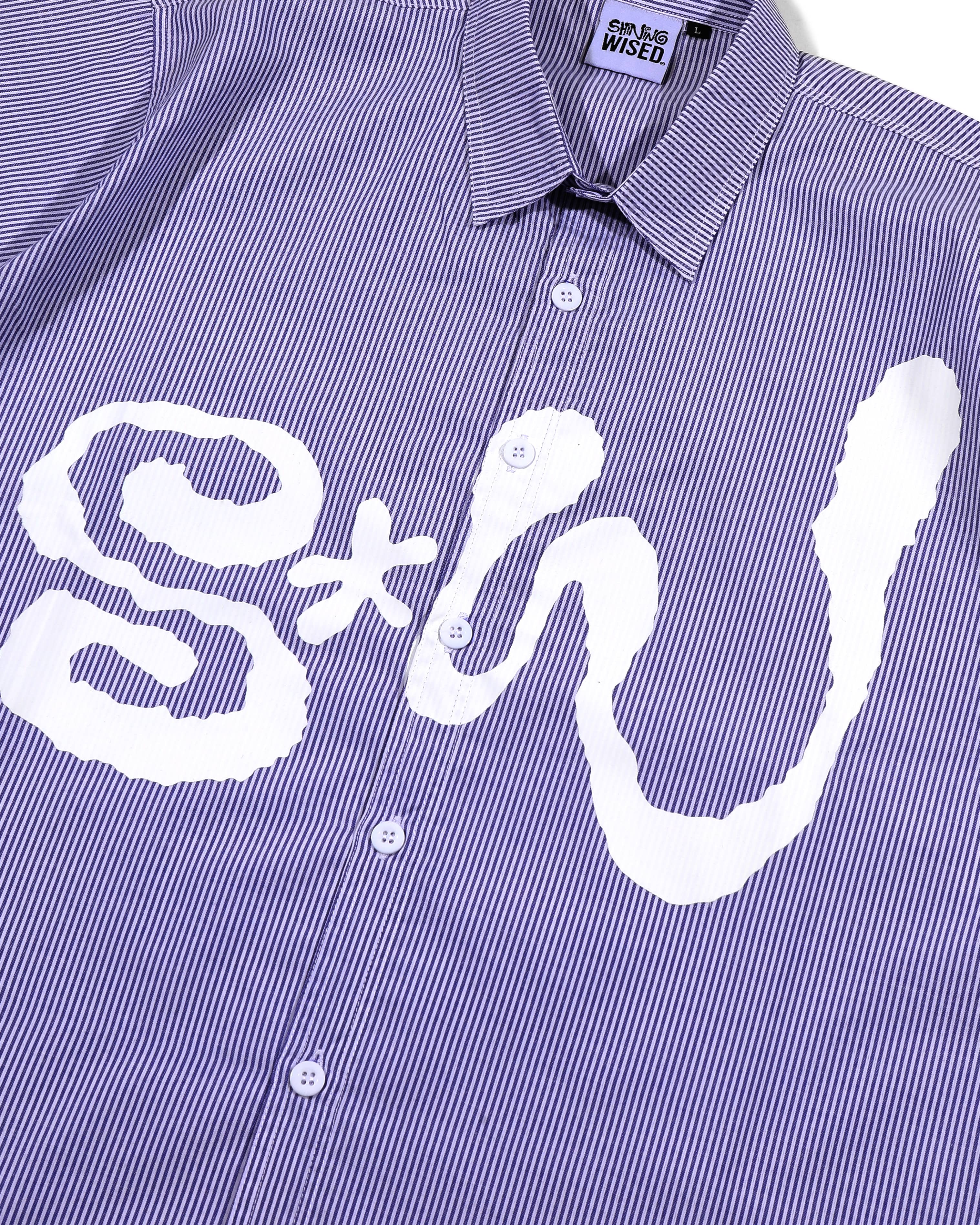 Shining Bright X Wised Gridline Boxy Stripe Shirt - Purple