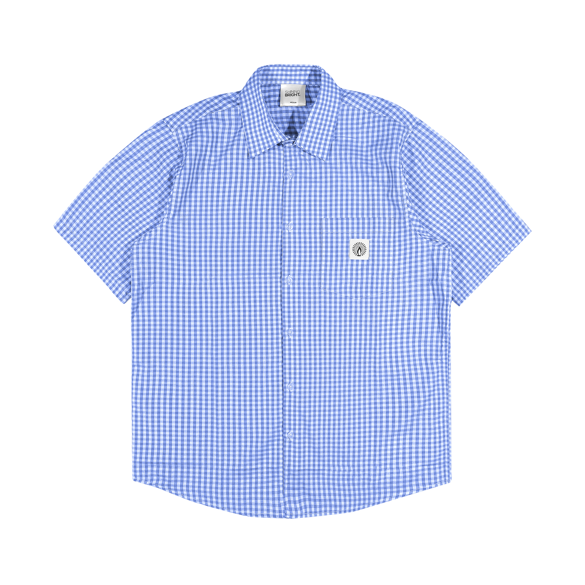 Shining Bright Plaid Collar Shirt - Ice Blue