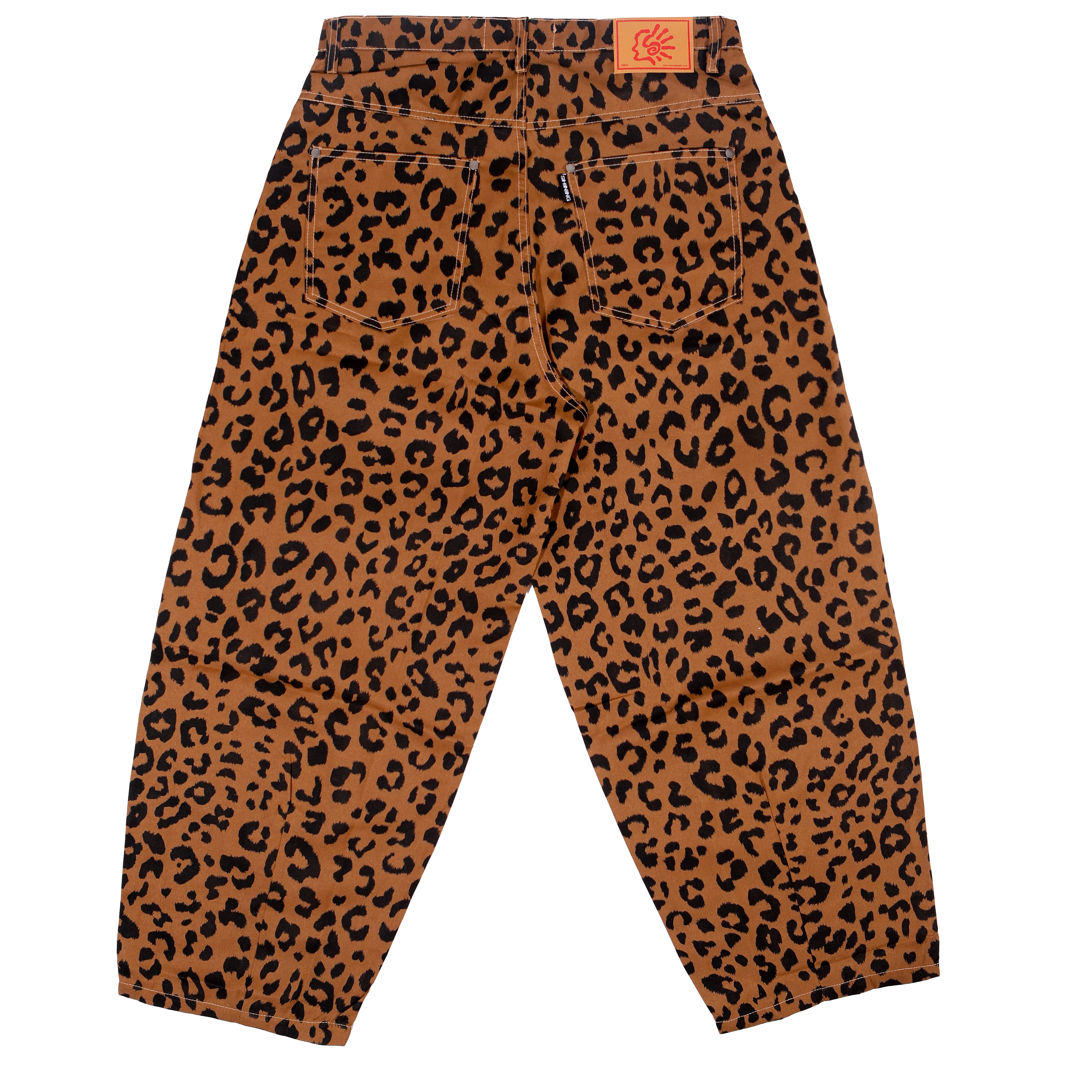 Shining Bright Leopard Barrel Long Pants - Brown