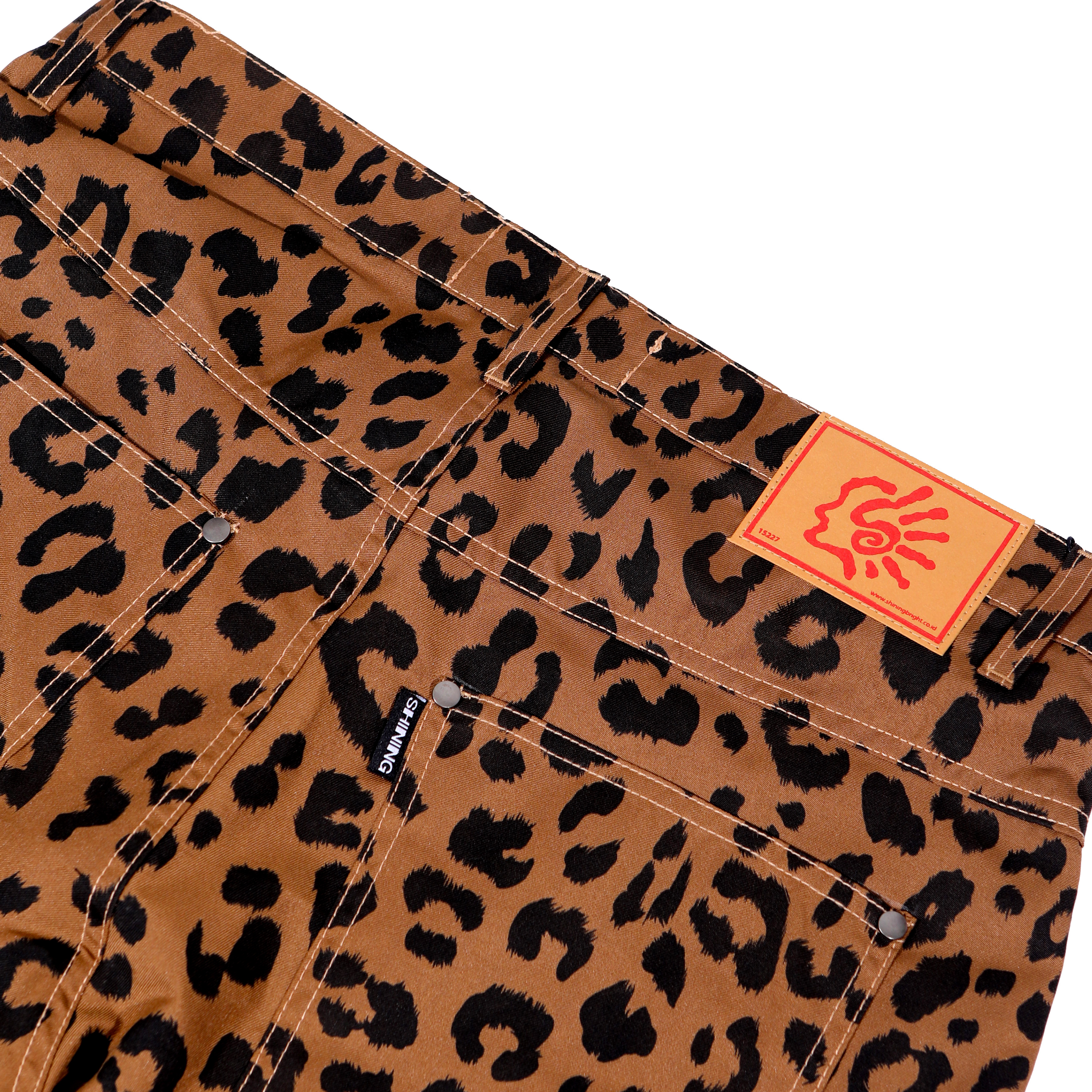 Shining Bright Leopard Barrel Long Pants - Brown