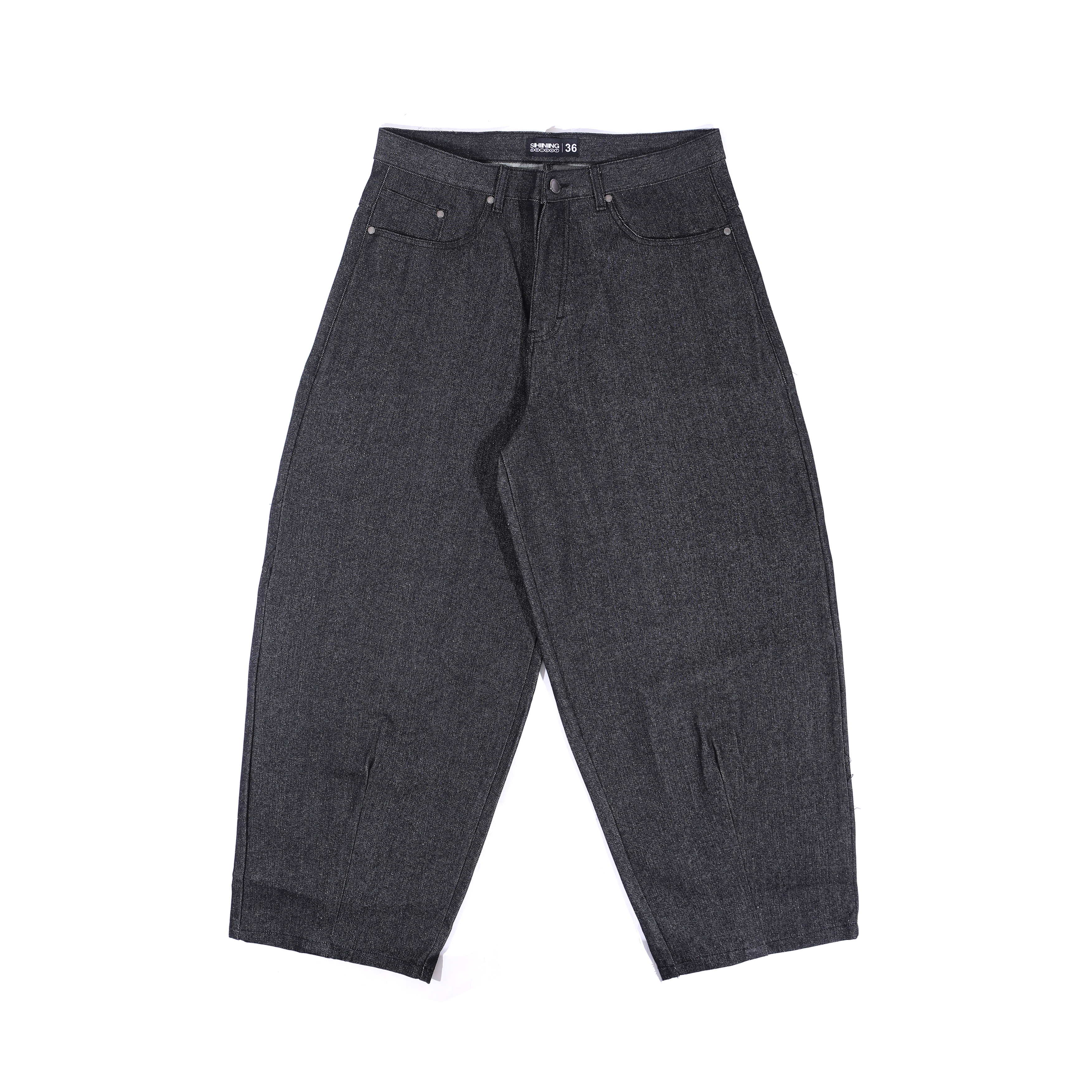 Shining Bright Barrel Denim Pants - Black