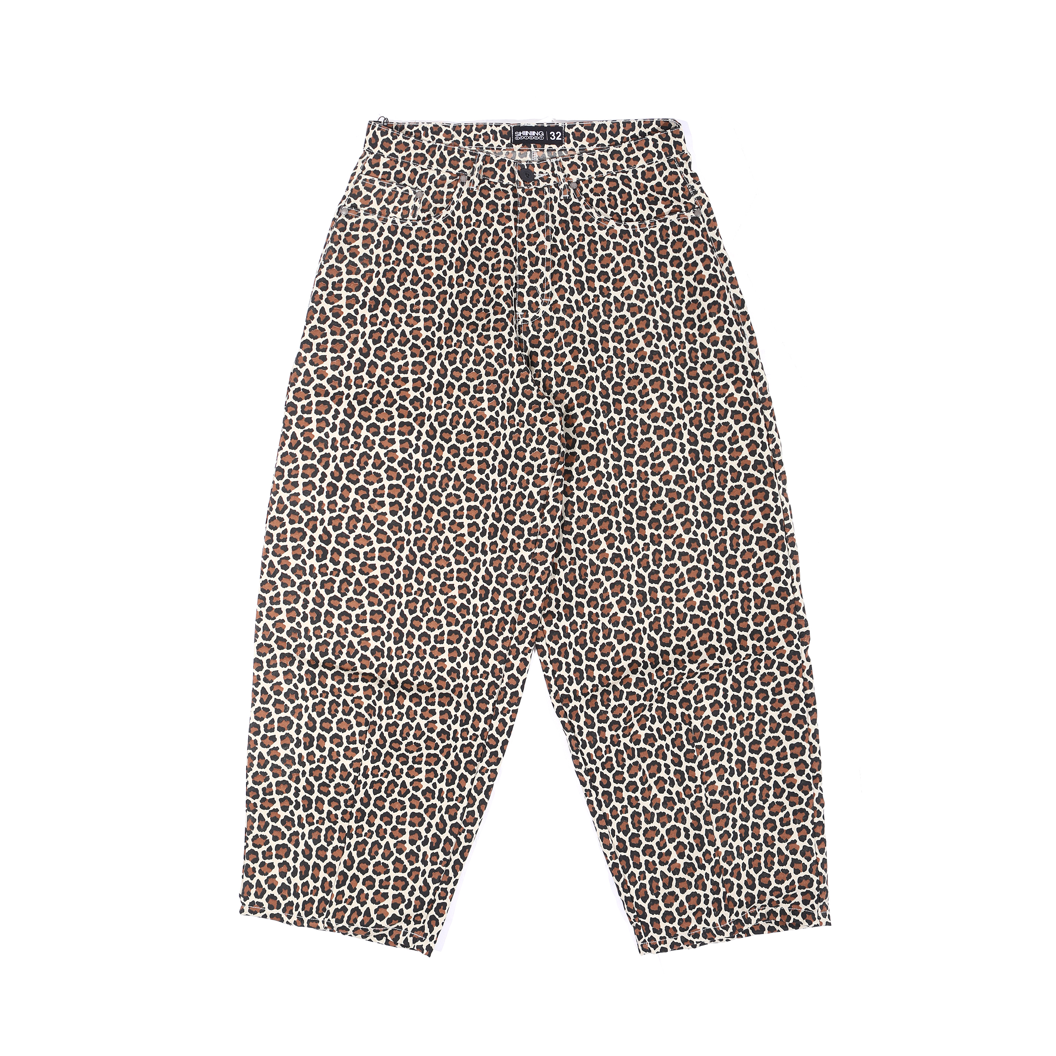 Shining Bright Leopard Barrel Long Pants - Cream