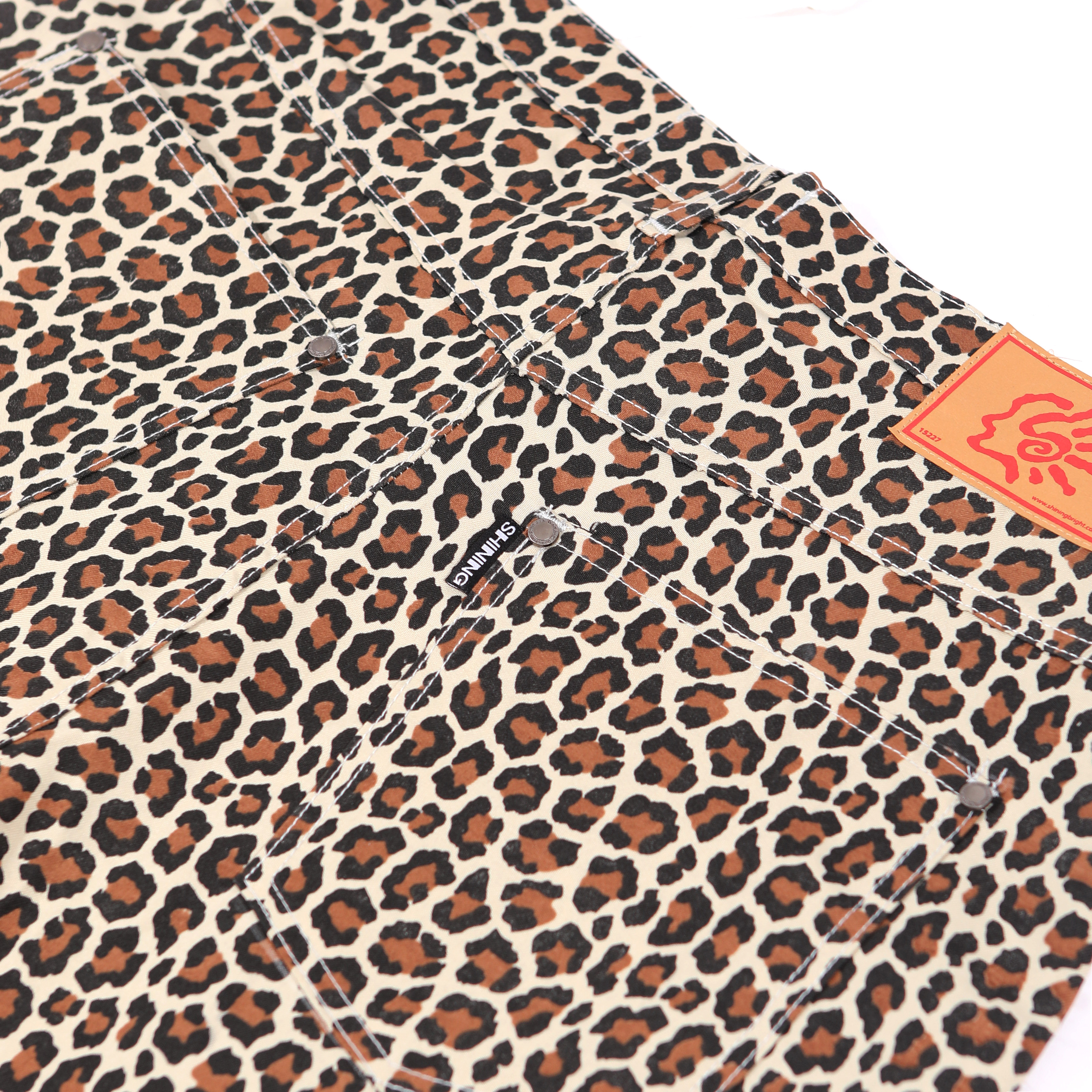 Shining Bright Leopard Barrel Long Pants - Cream