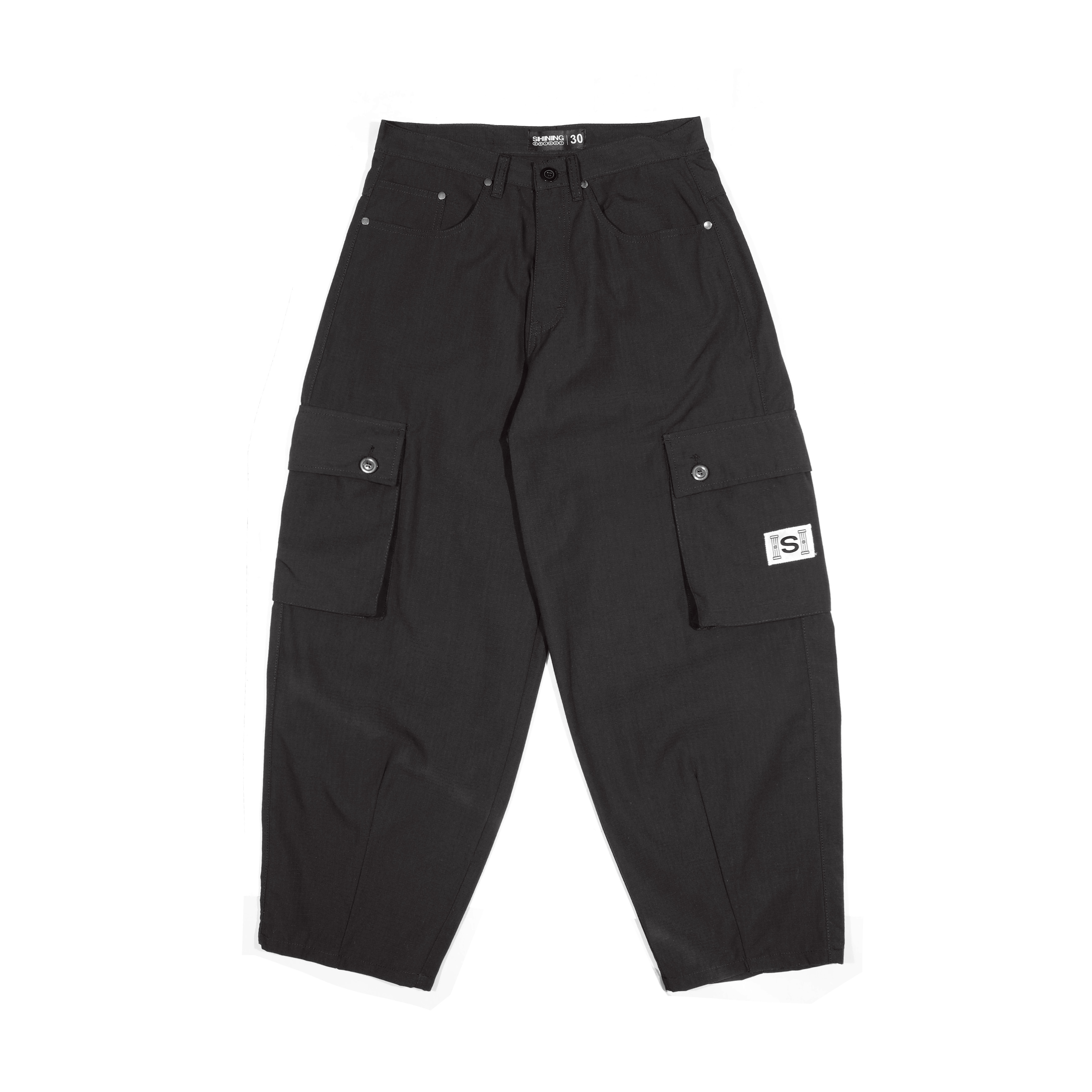 Shining Bright Ripstop Long Cargo Pants - Black