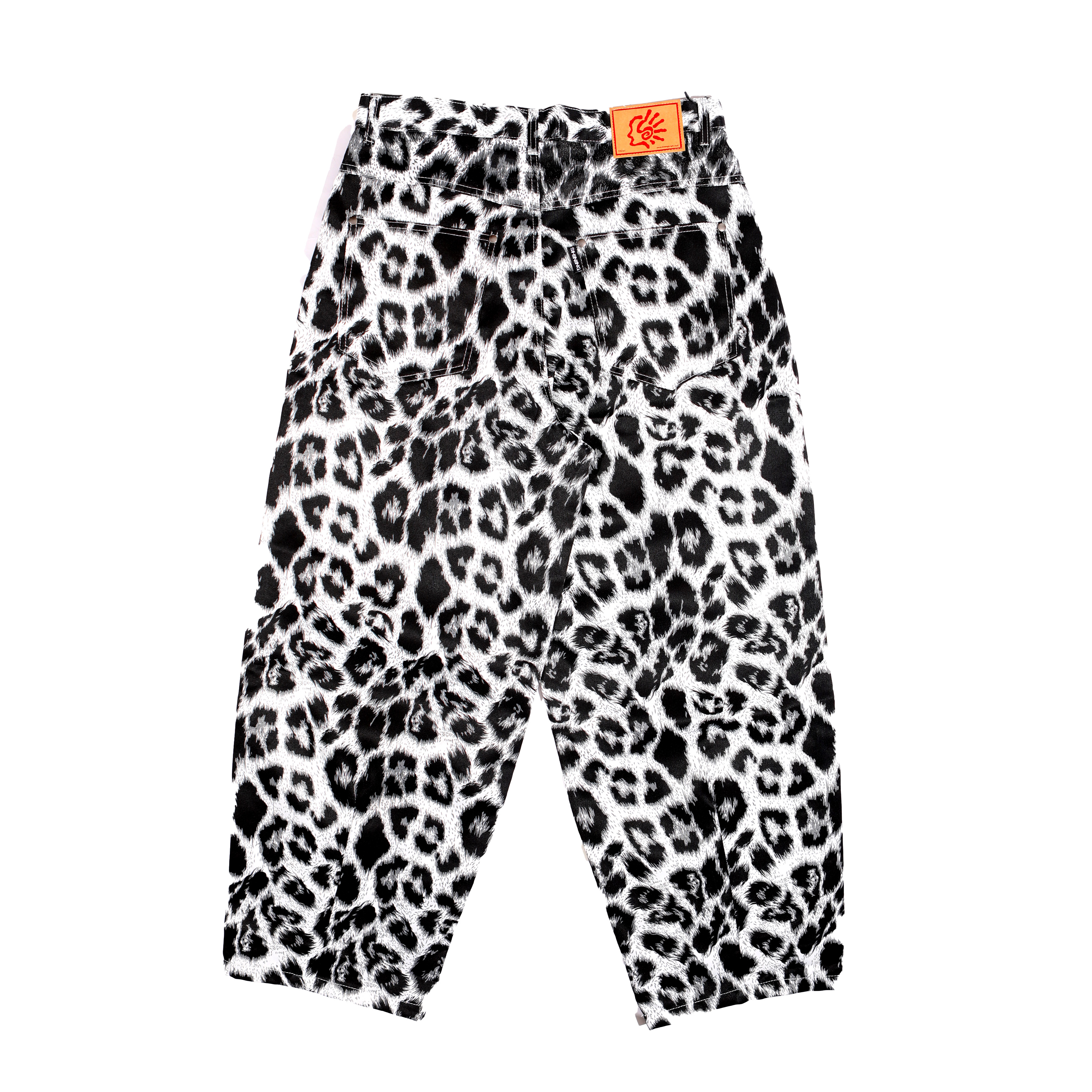 Shining Bright Leopard Barrel Long Pants - White