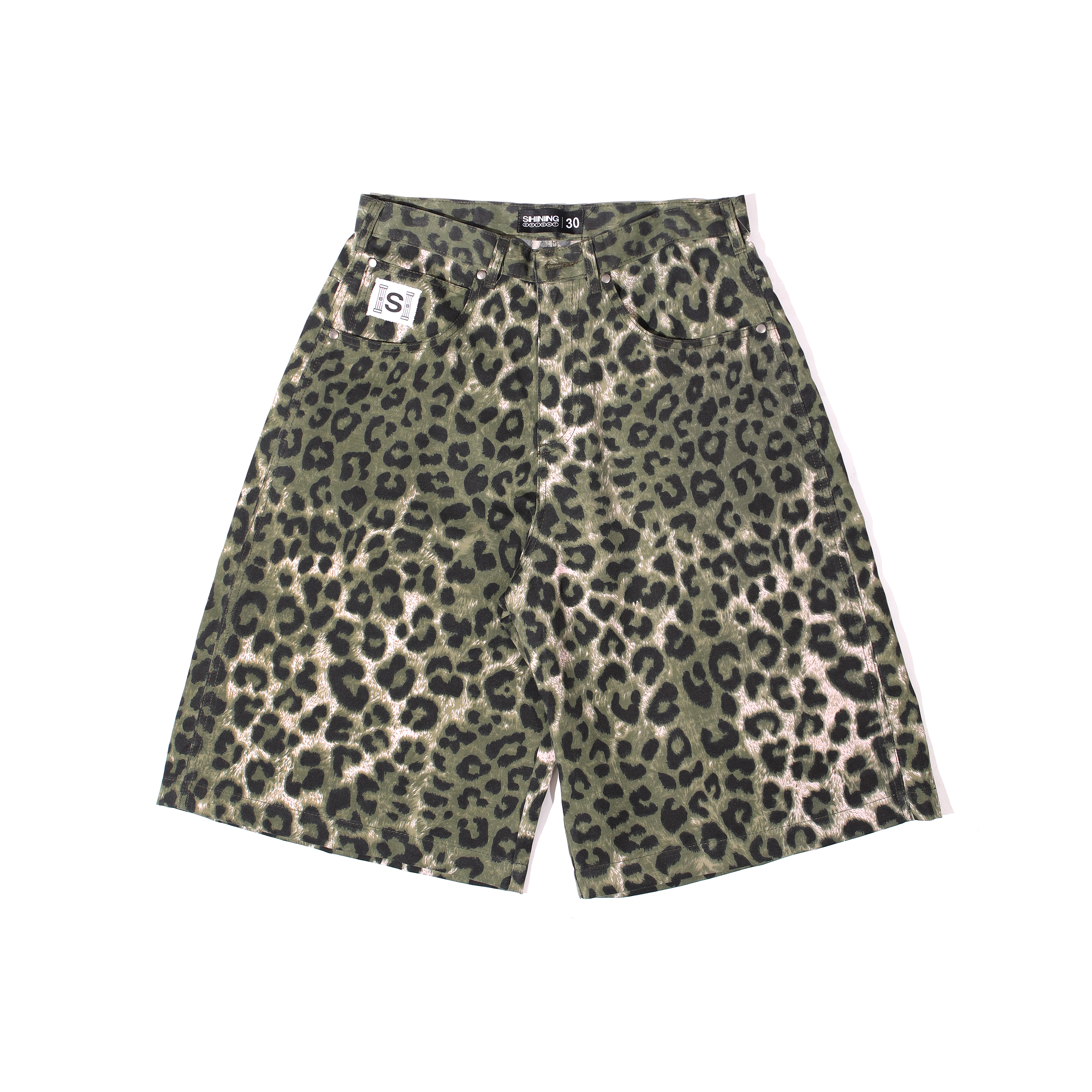 Shining Bright Leopard Jorts Pants - Green