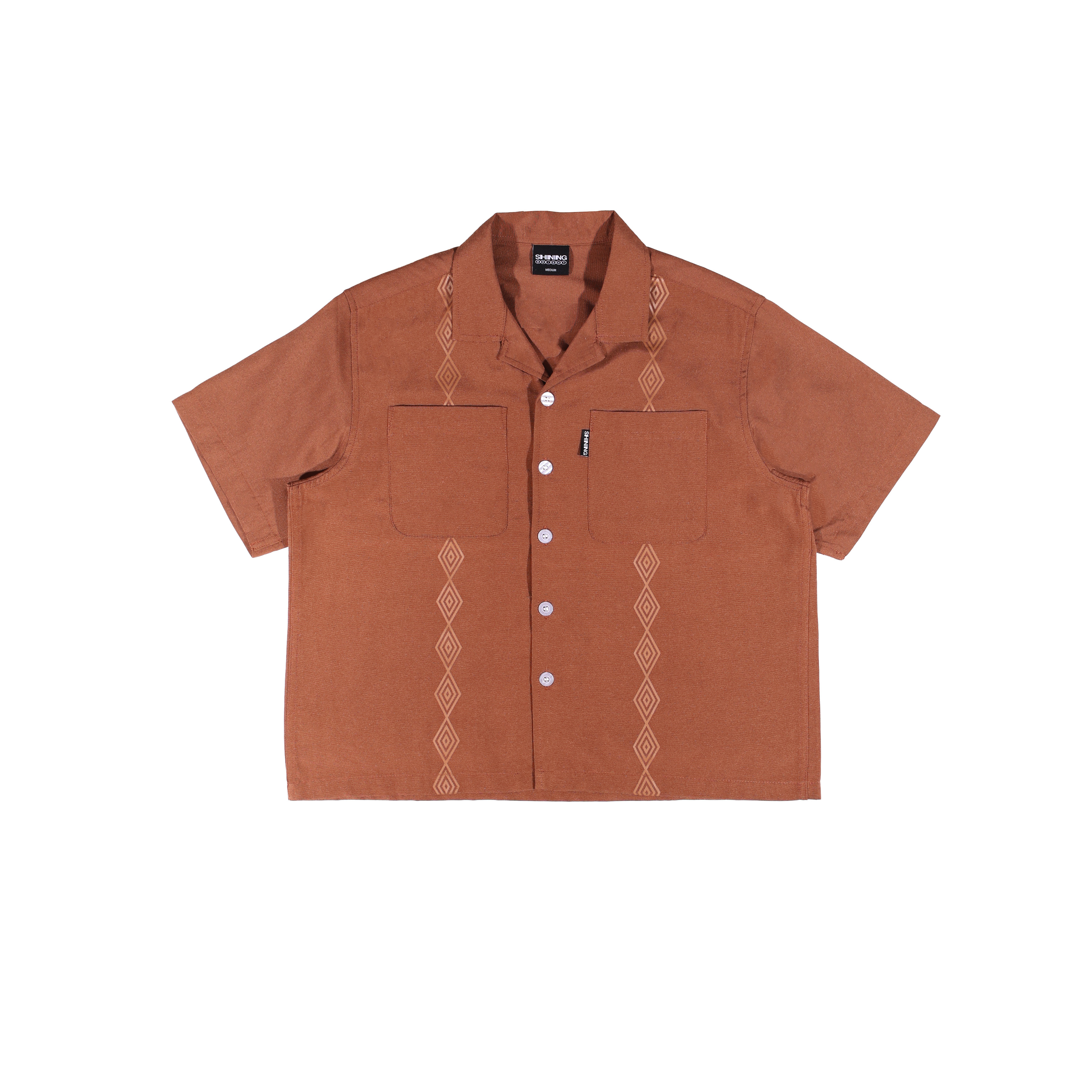 Shining Bright Diamond Bowling Shirt - Dark Brown