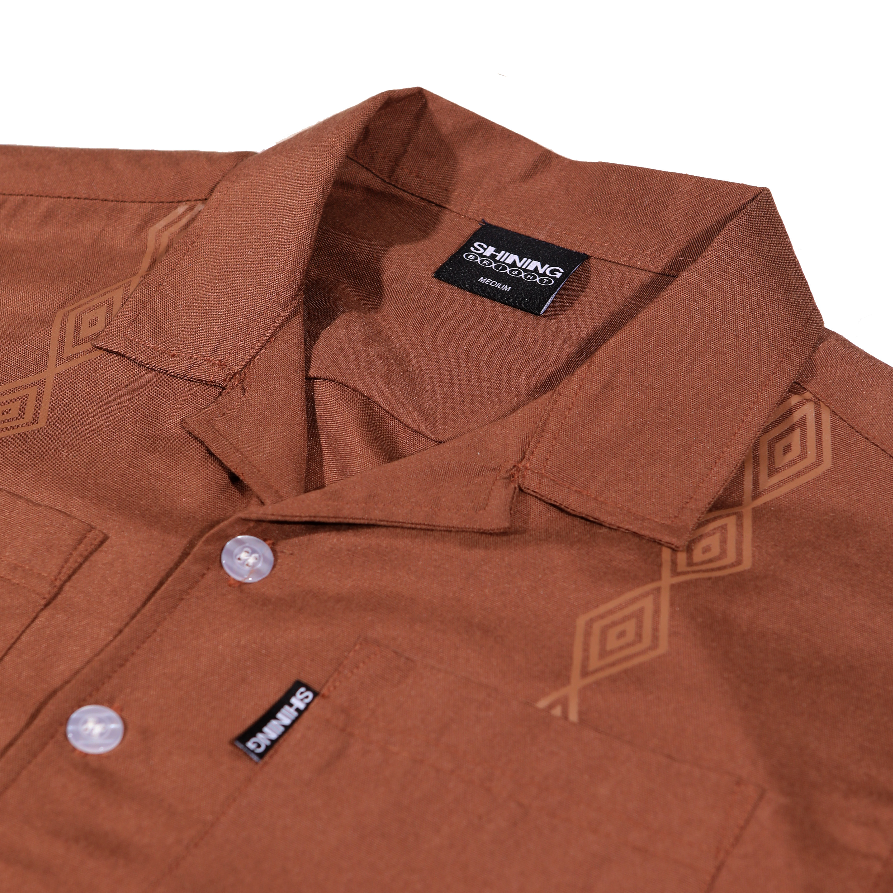 Shining Bright Diamond Bowling Shirt - Dark Brown