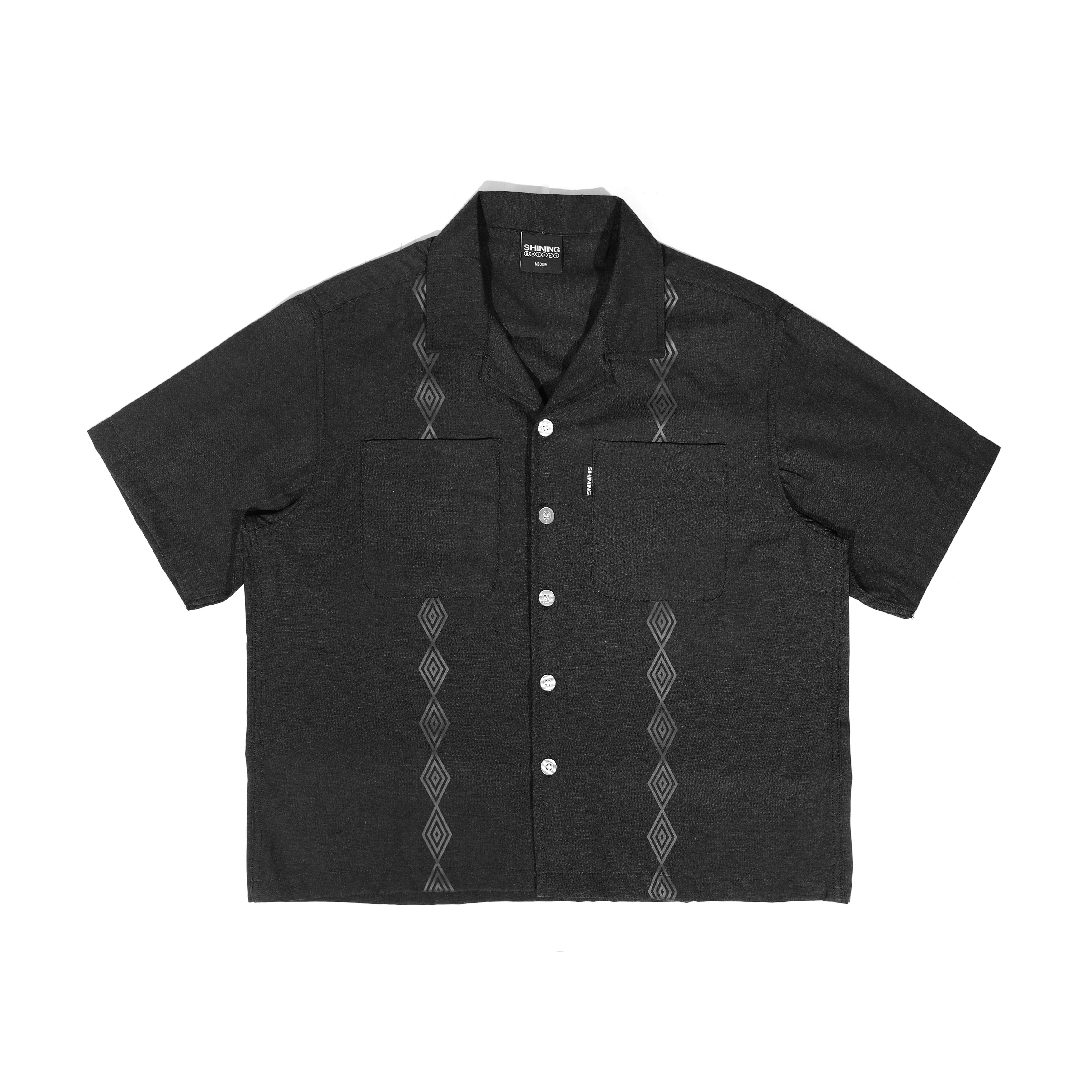 Shining Bright Diamond Bowling Shirt - Black