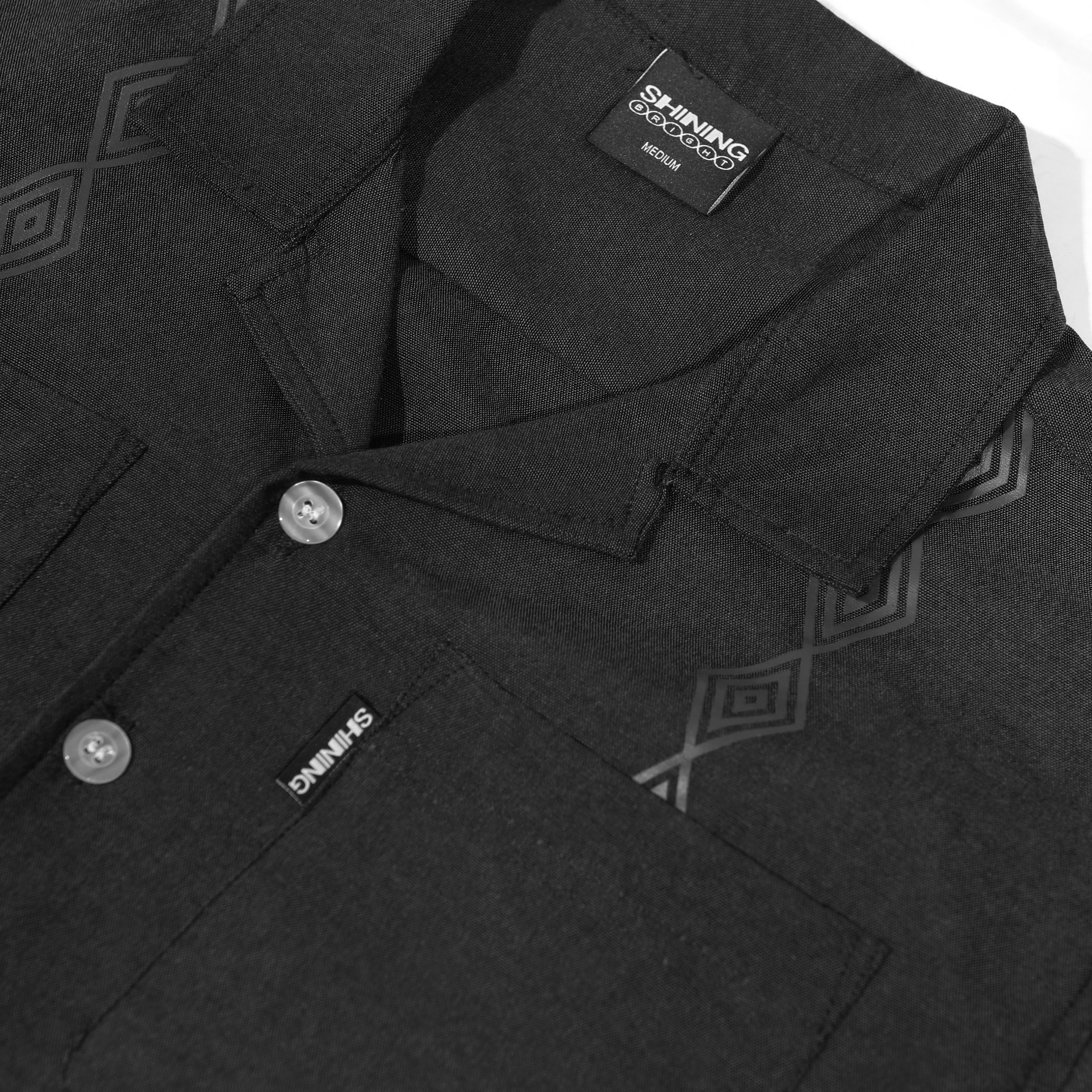 Shining Bright Diamond Bowling Shirt - Black