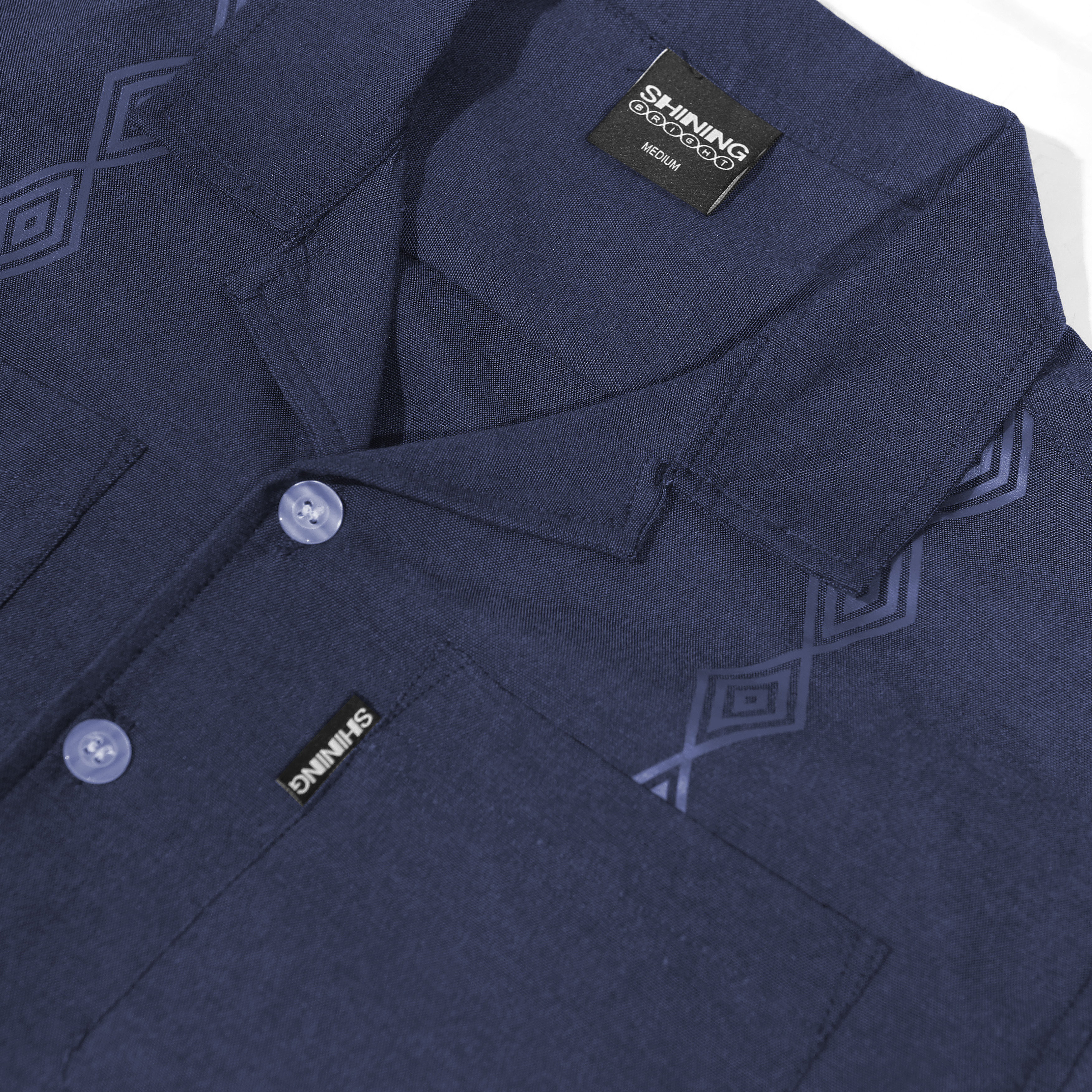 Shining Bright Diamond Bowling Shirt - Navy
