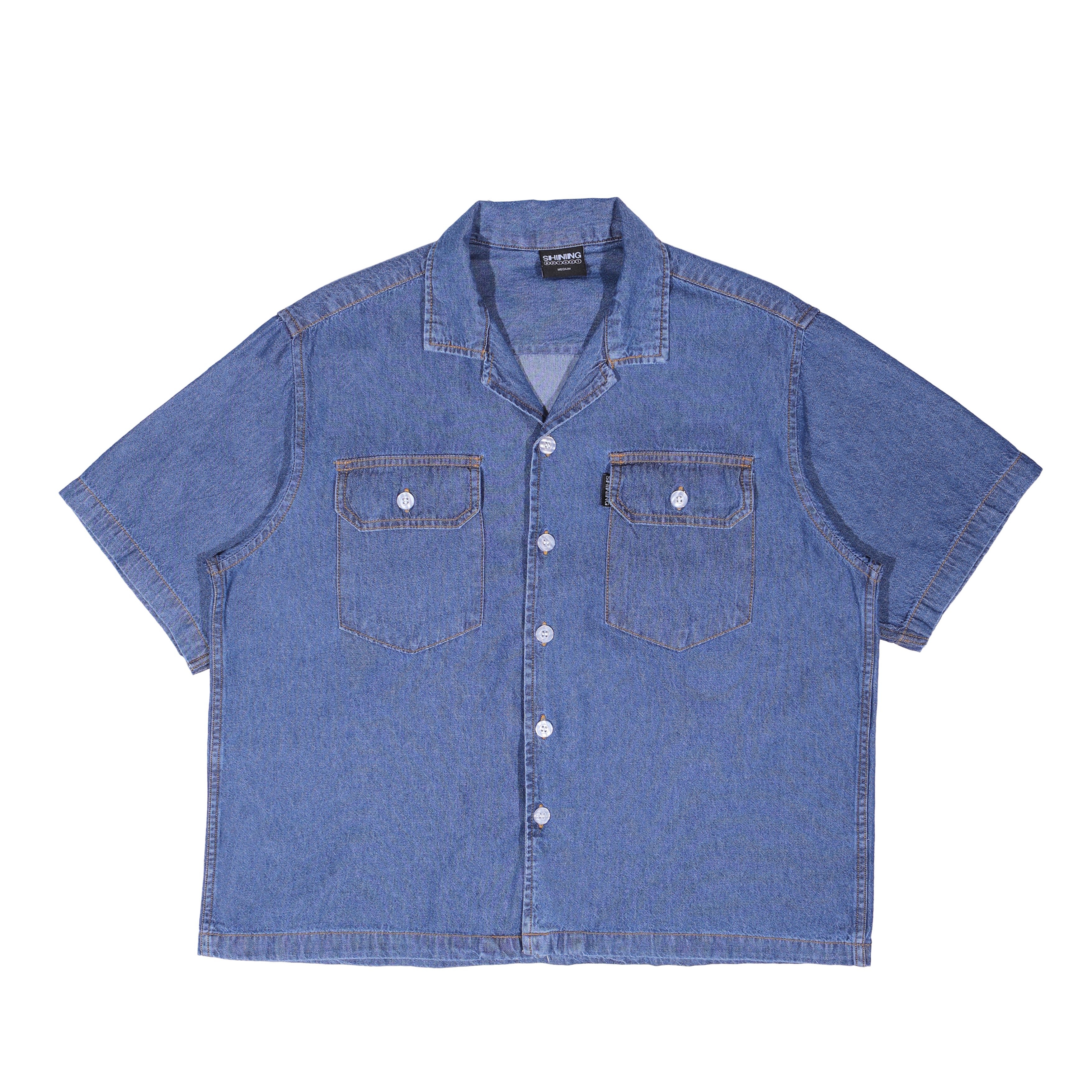 Shining Bright Bowling Denim Shirt - Blue Wash