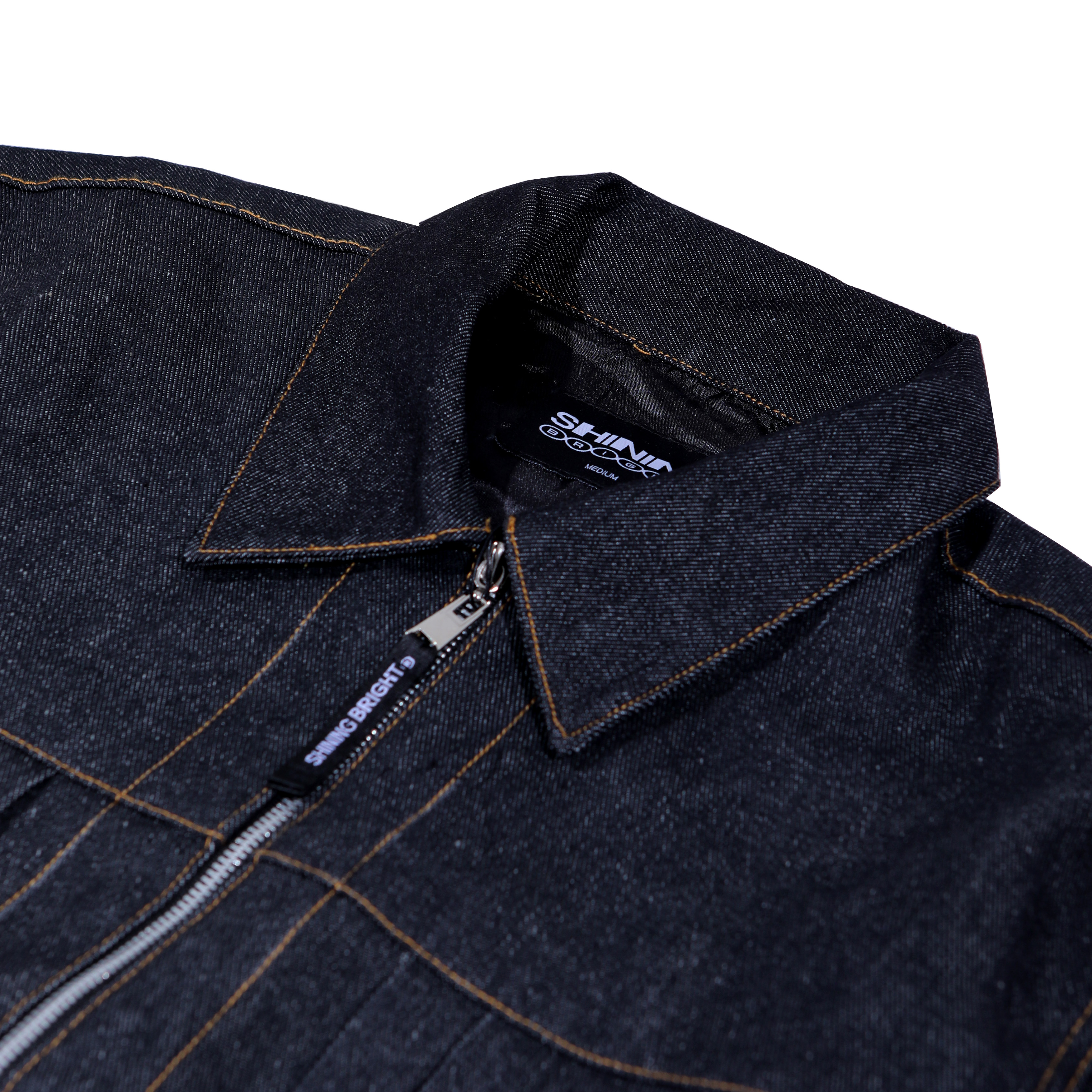 Shining Bright Pillar Trucker Denim Jacket - Black