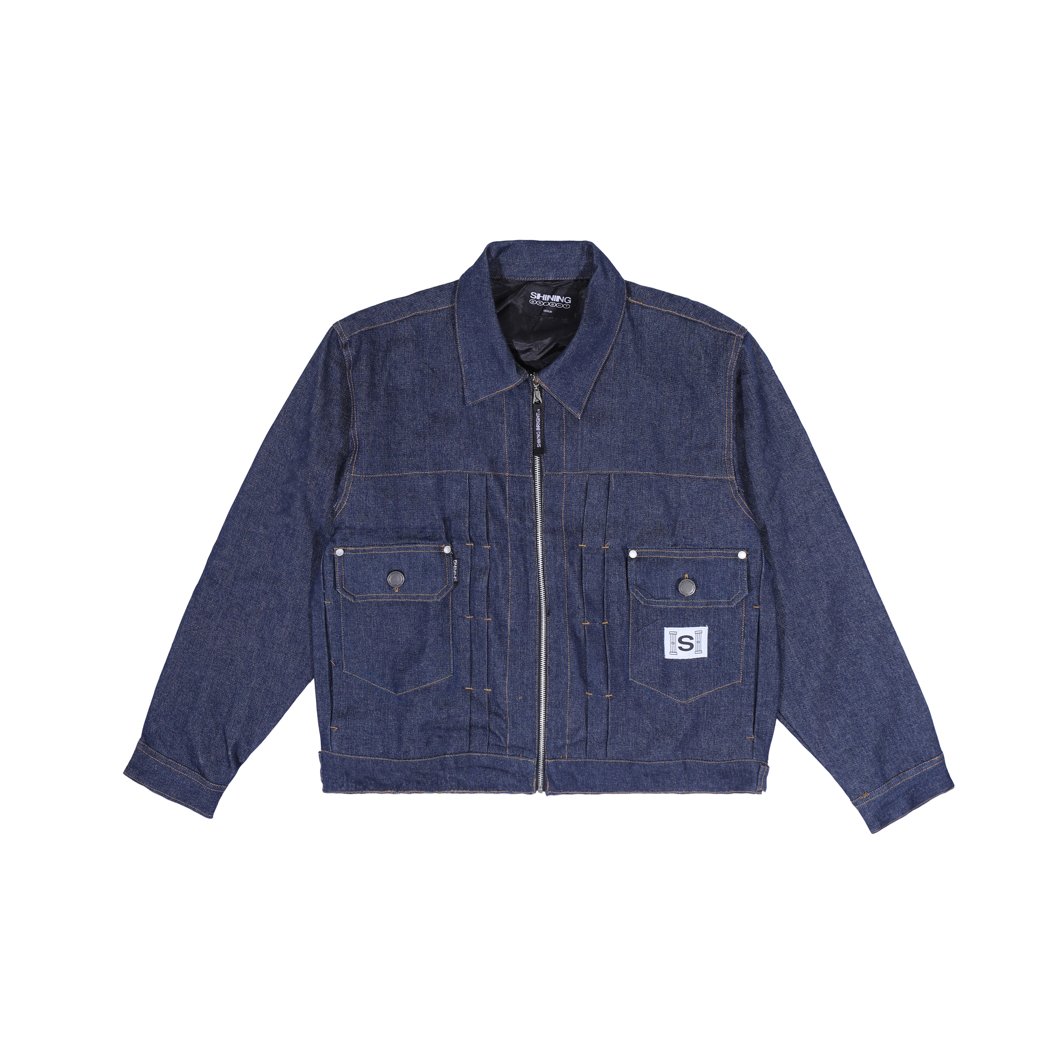 Shining Bright Pillar Trucker Denim Jacket - Blue