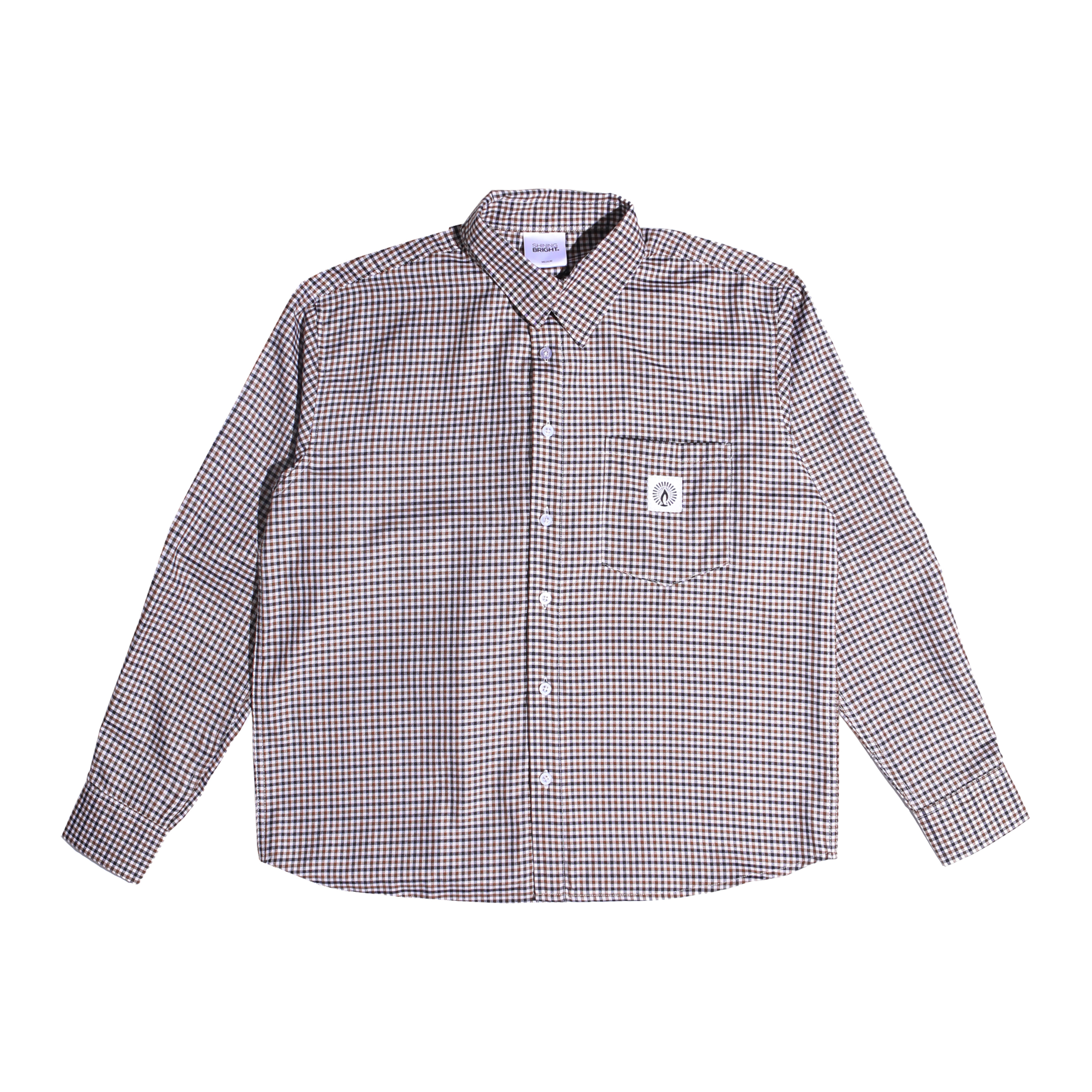 Shining Bright Plaid Long Shirt - Brown