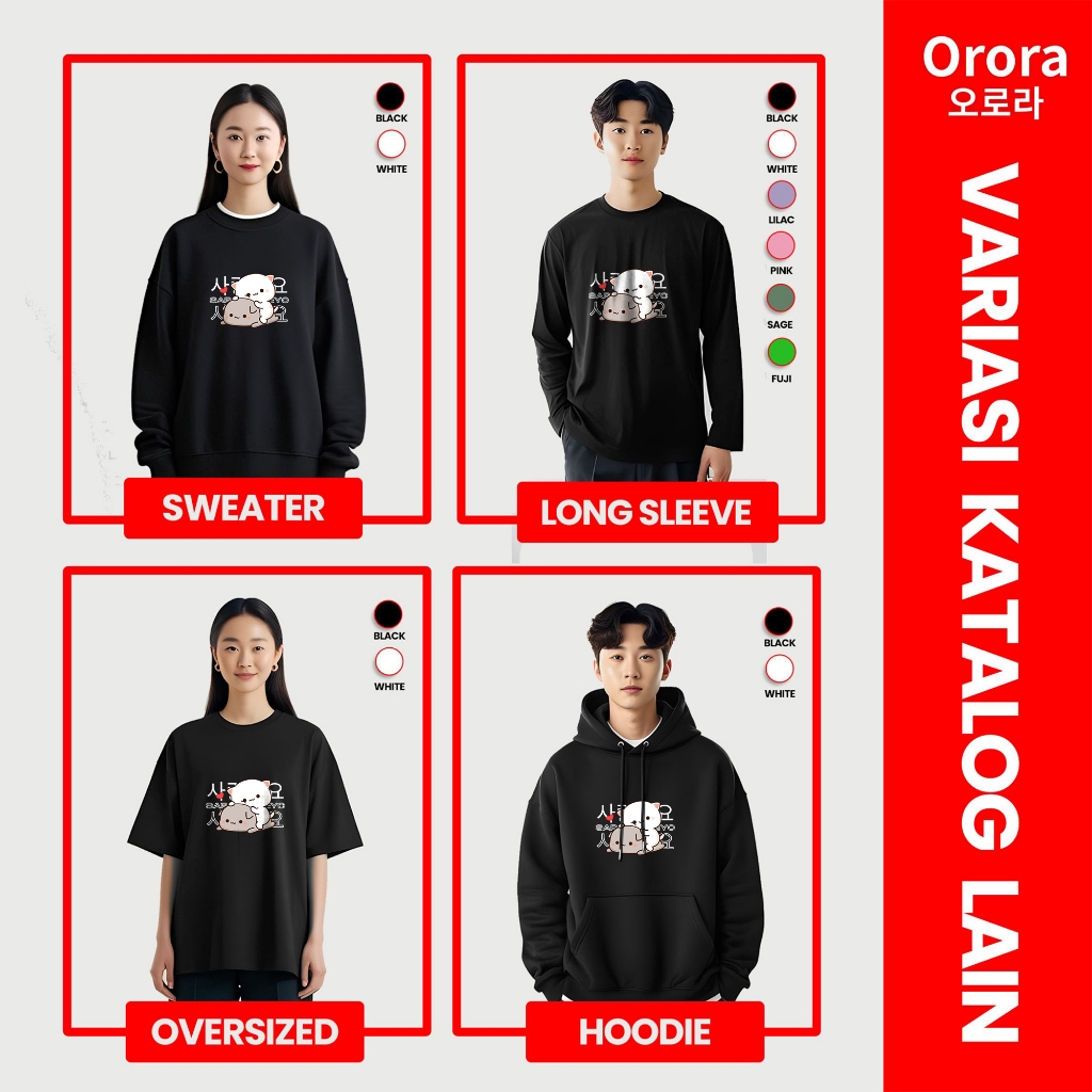 Orora Kaos Lengan Pendek Pria Wanita Korea Cute Cat - T-shirt Cotton Combed 24s High Quality ORKL 67