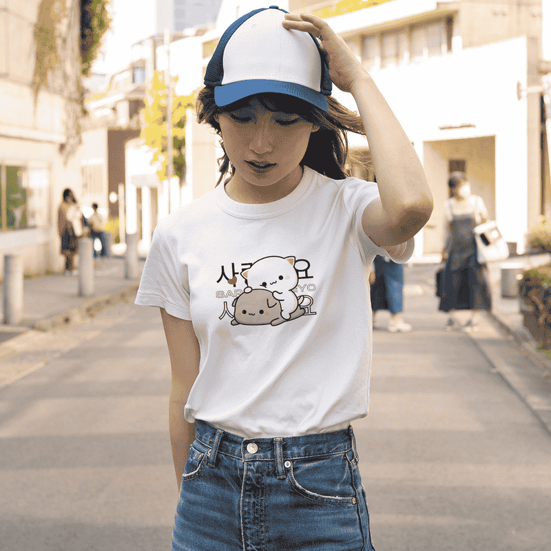Orora Kaos Lengan Pendek Pria Wanita Korea Cute Cat - T-shirt Cotton Combed 24s High Quality ORKL 67